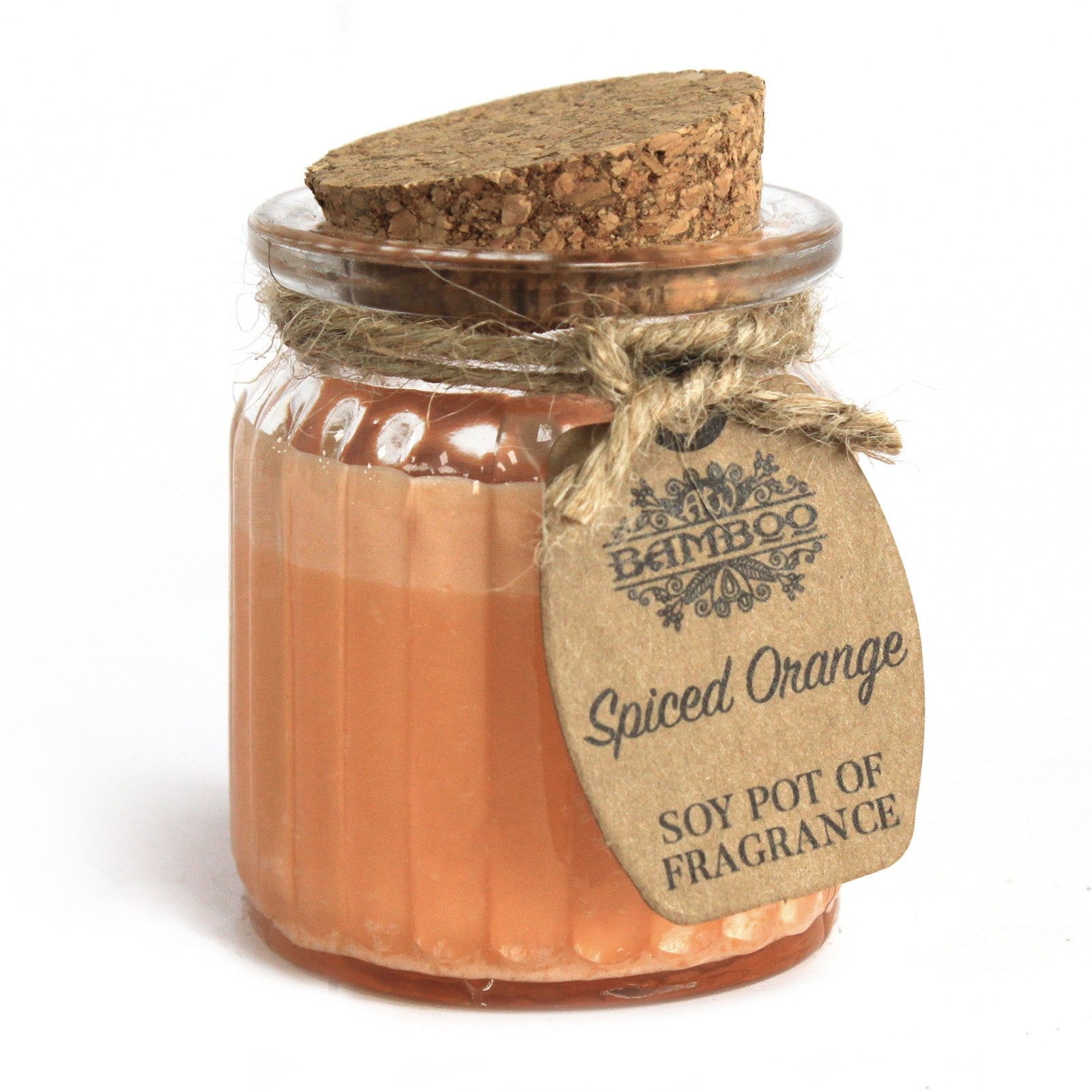 Eco- Friendly Fragranced Soy Candle in a Glass Pot - Spiced Orange product packaging on clean background from Quintessential Holistic Health Ltd