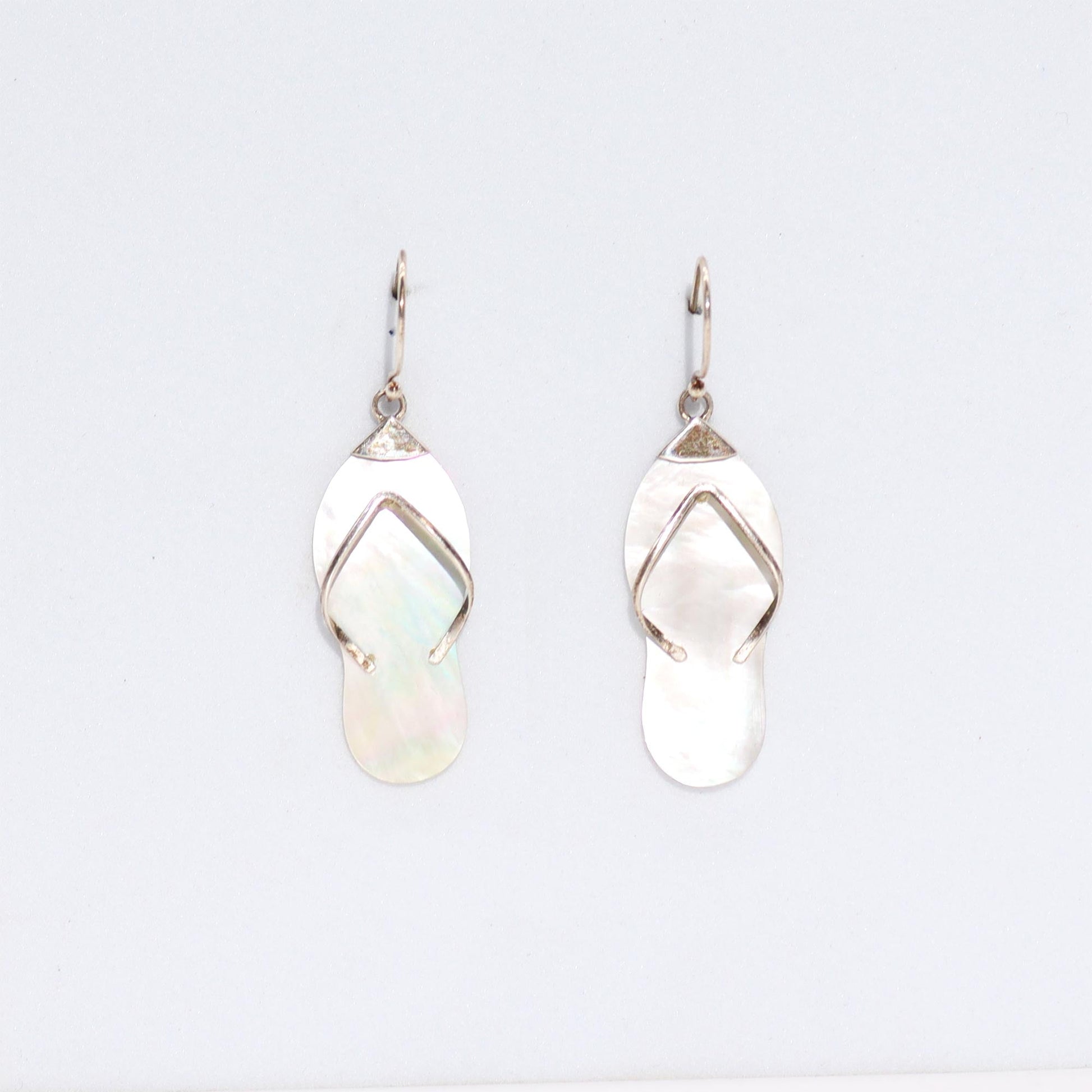 Handmade Shell and 925 Silver Earrings - Mother of Pearl / Flip Flops product packaging on clean background from Quintessential Holistic Health Ltd