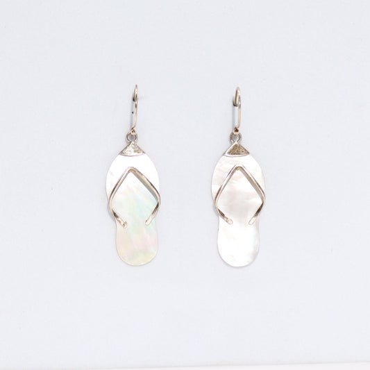 Handmade Shell and 925 Silver Earrings - Mother of Pearl / Flip Flops product packaging on clean background from Quintessential Holistic Health Ltd