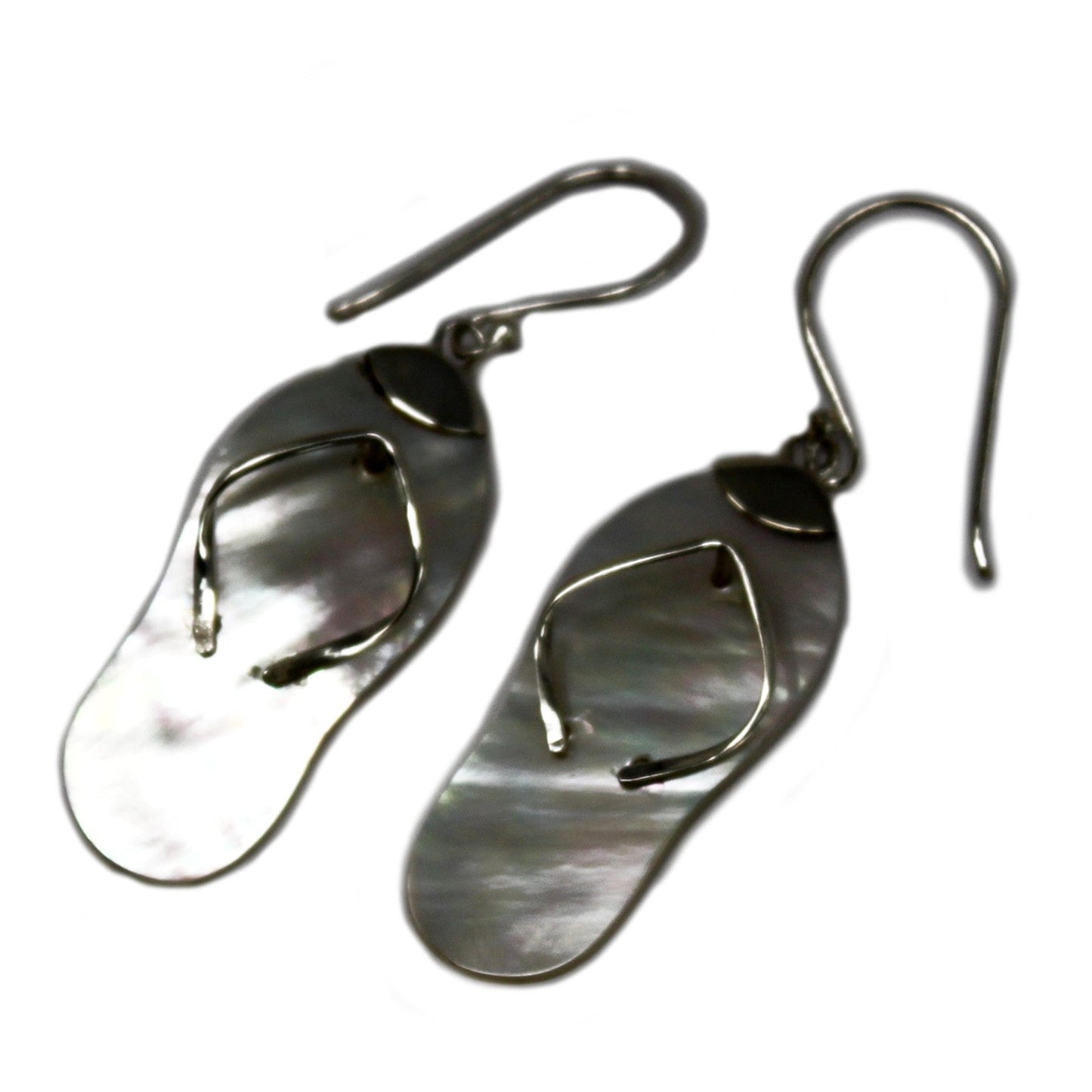 Handmade Shell and 925 Silver Earrings - Mother of Pearl / Flip Flops product packaging on clean background from Quintessential Holistic Health Ltd