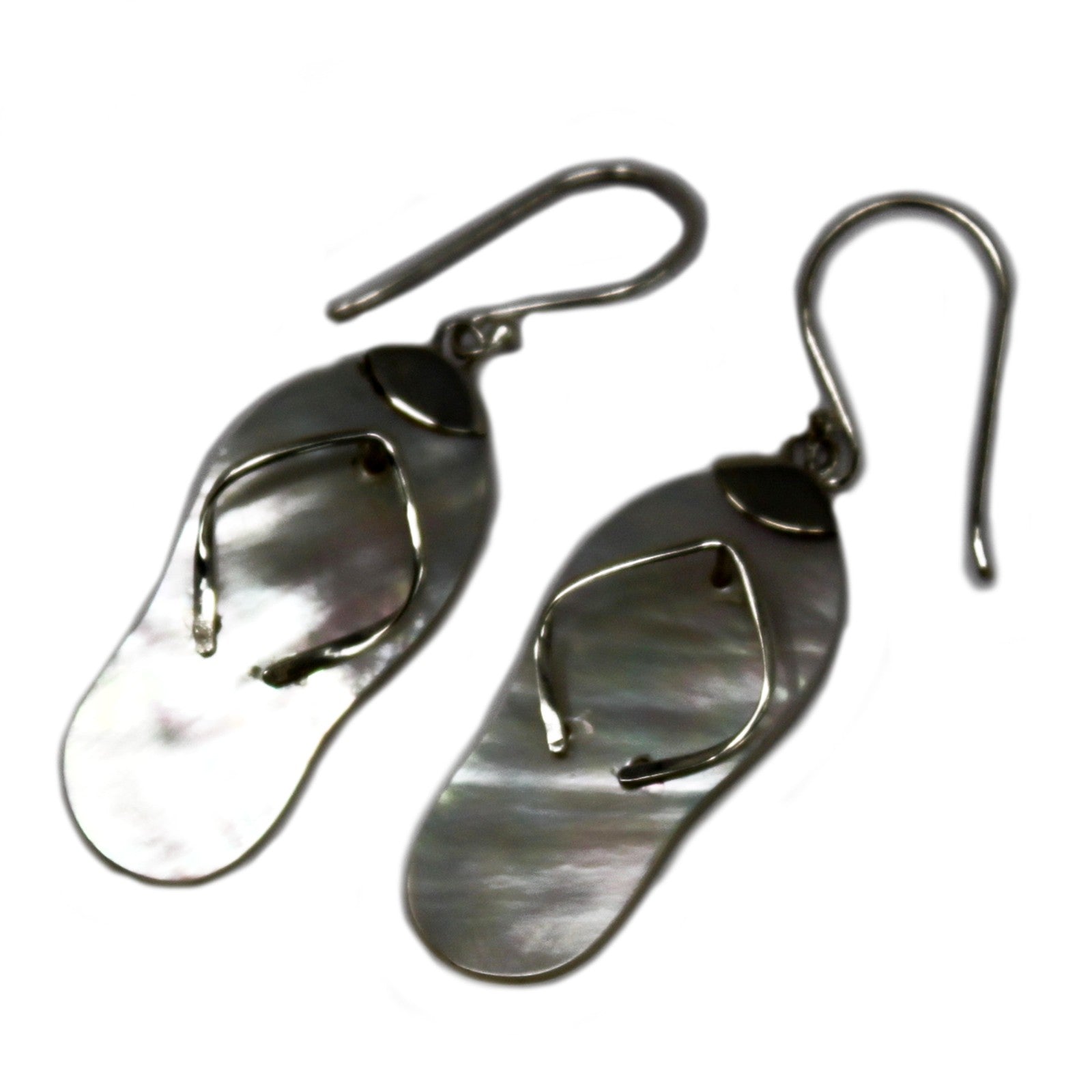 Handmade Shell and 925 Silver Earrings - Mother of Pearl / Flip Flops product packaging on clean background from Quintessential Holistic Health Ltd
