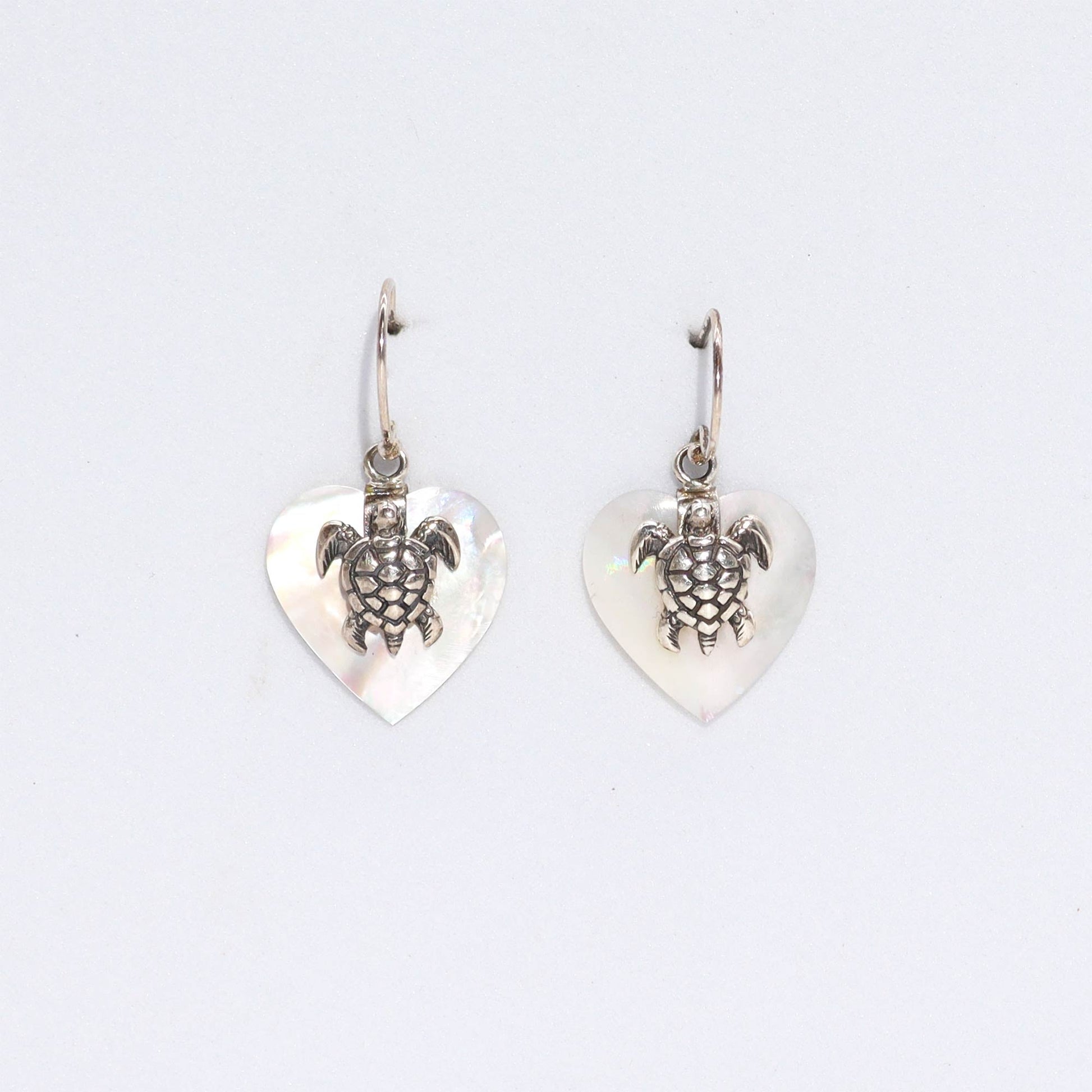Handmade Shell and 925 Silver Earrings - Mother of Pearl / Sea Turtles product packaging on clean background from Quintessential Holistic Health Ltd