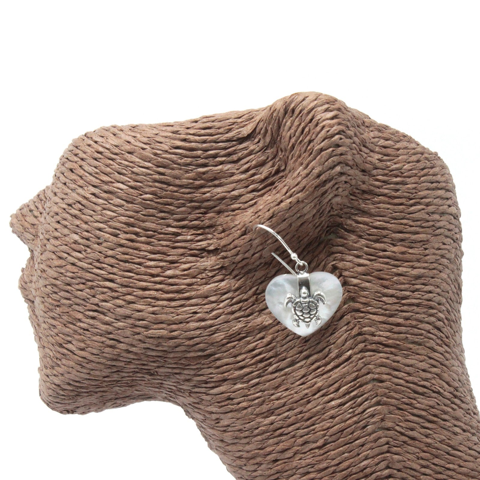 Handmade Shell and 925 Silver Earrings - Mother of Pearl / Sea Turtles product packaging on clean background from Quintessential Holistic Health Ltd