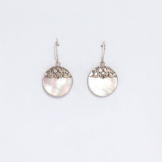 Handmade Shell and 925 Silver Earrings - Mother of Pearl / Classic Disc product packaging on clean background from Quintessential Holistic Health Ltd