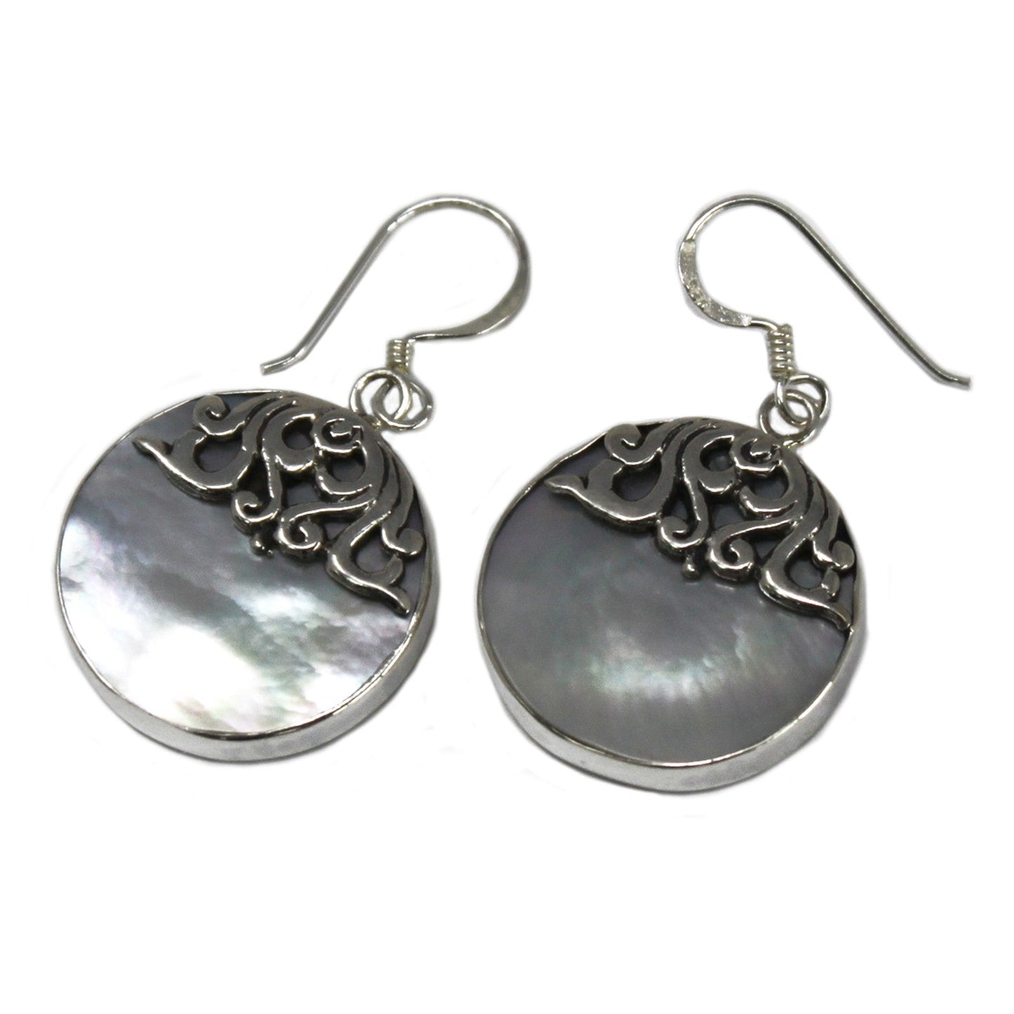 Handmade Shell and 925 Silver Earrings - Mother of Pearl / Classic Disc product packaging on clean background from Quintessential Holistic Health Ltd