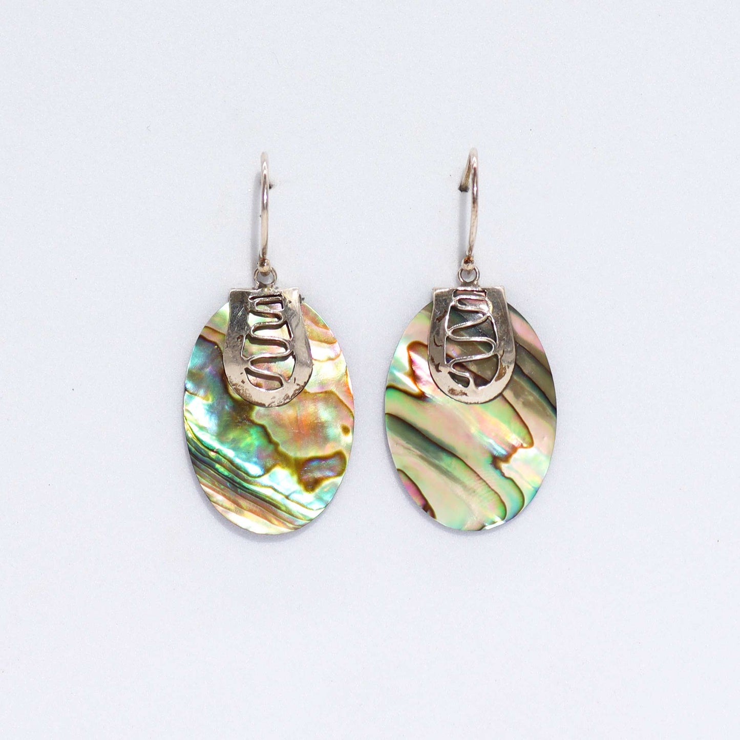 Handmade Shell and 925 Silver Earrings - Abalone / Oval product packaging on clean background from Quintessential Holistic Health Ltd