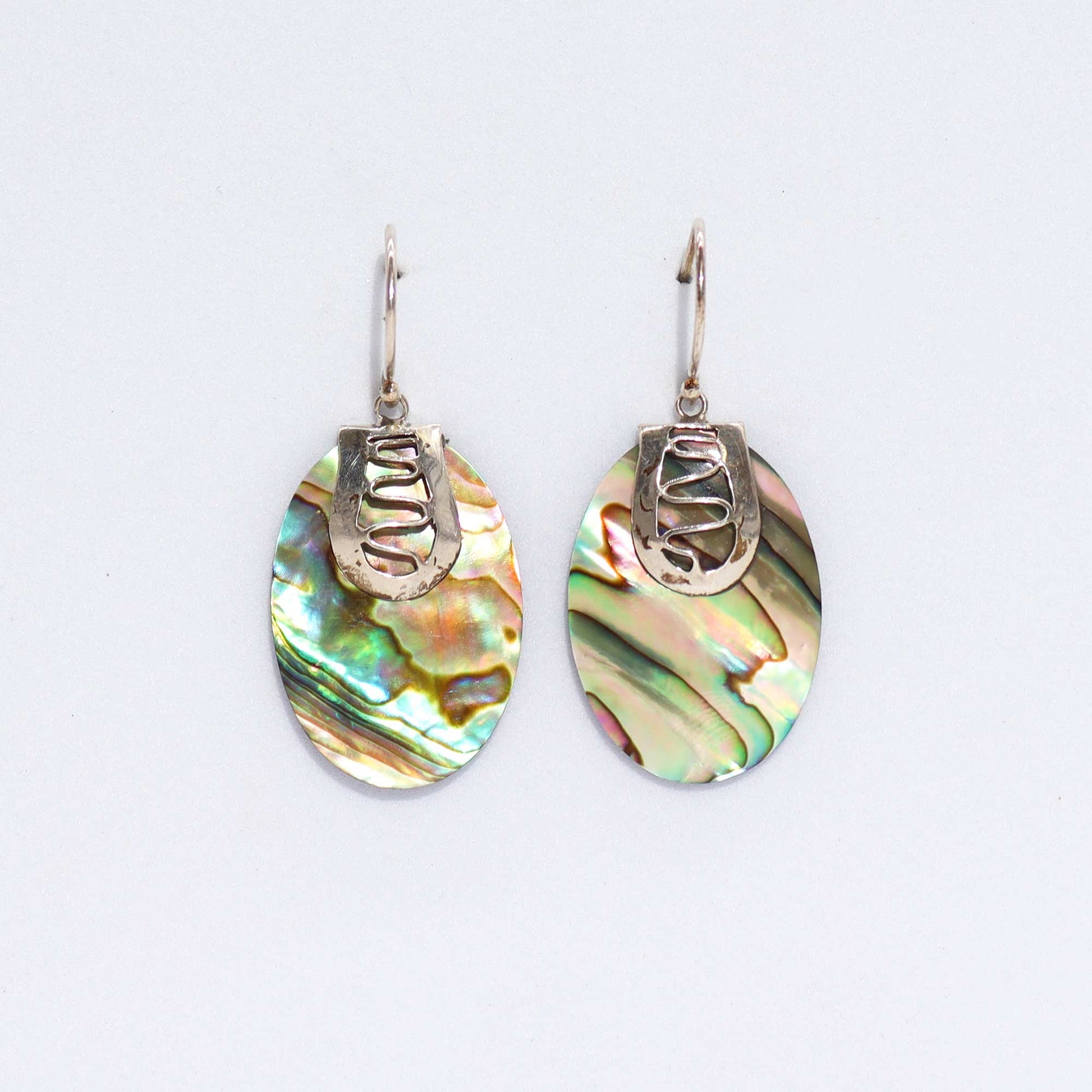 Handmade Shell and 925 Silver Earrings - Abalone / Oval product packaging on clean background from Quintessential Holistic Health Ltd