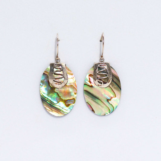 Handmade Shell and 925 Silver Earrings - Abalone / Oval product packaging on clean background from Quintessential Holistic Health Ltd