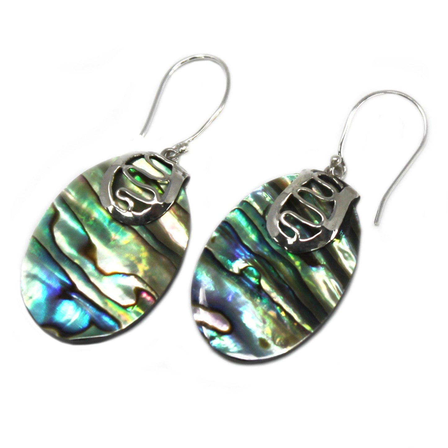Handmade Shell and 925 Silver Earrings - Abalone / Oval product packaging on clean background from Quintessential Holistic Health Ltd