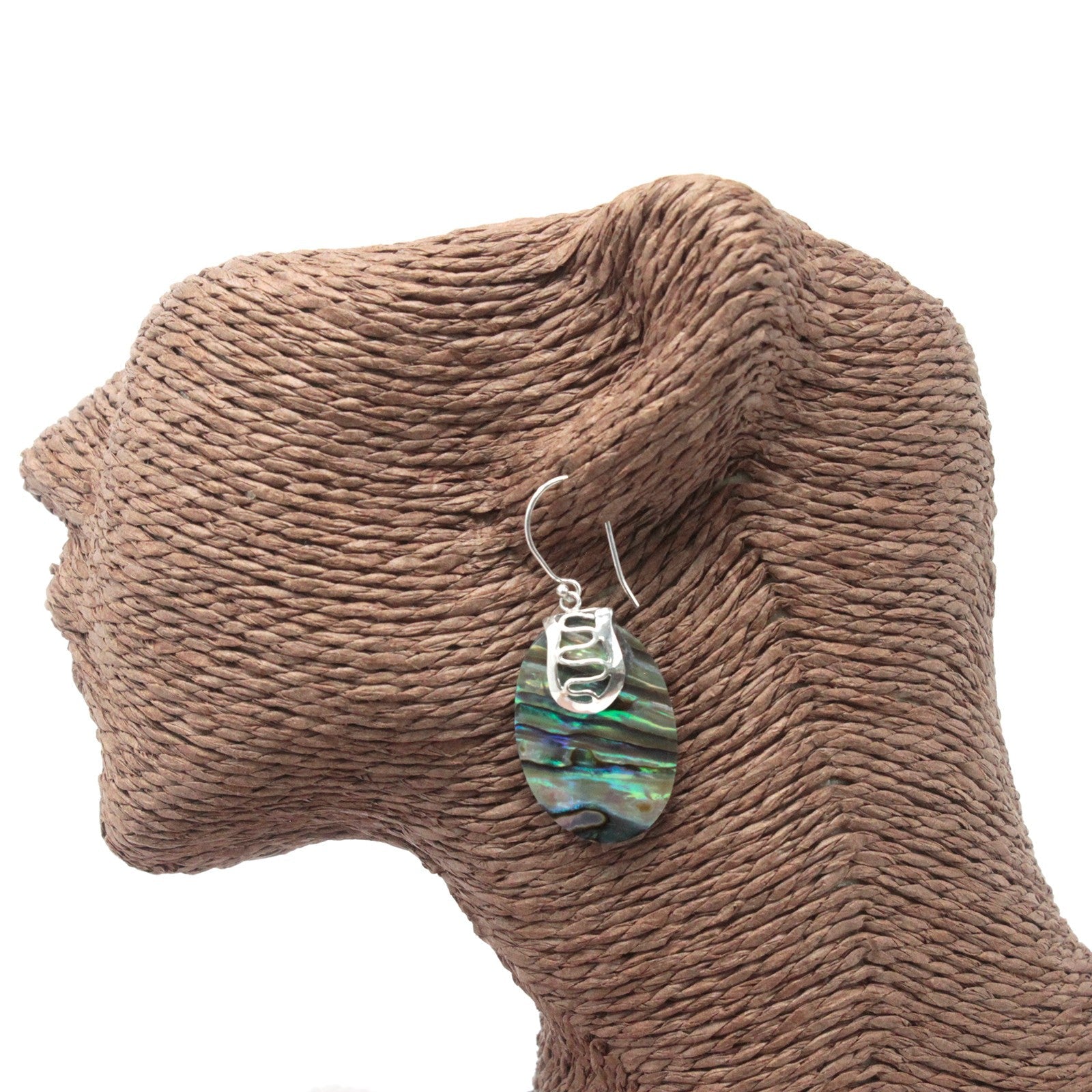 Handmade Shell and 925 Silver Earrings - Abalone / Oval product packaging on clean background from Quintessential Holistic Health Ltd