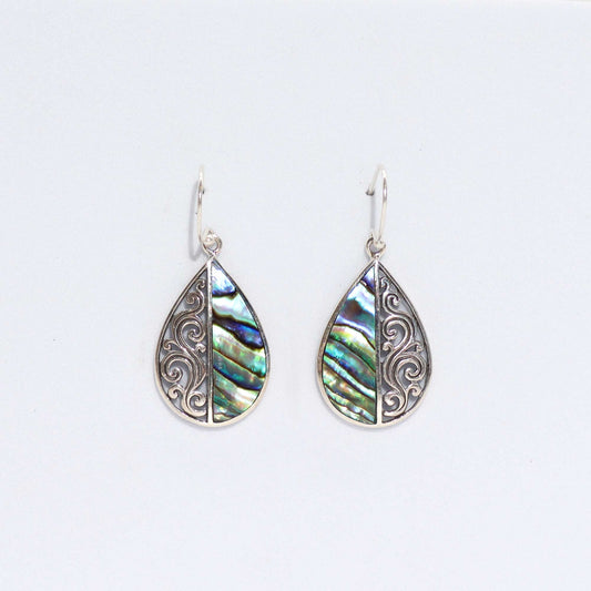 Handmade Shell and 925 Silver Earrings - Abalone / Small Teardrop product packaging on clean background from Quintessential Holistic Health Ltd