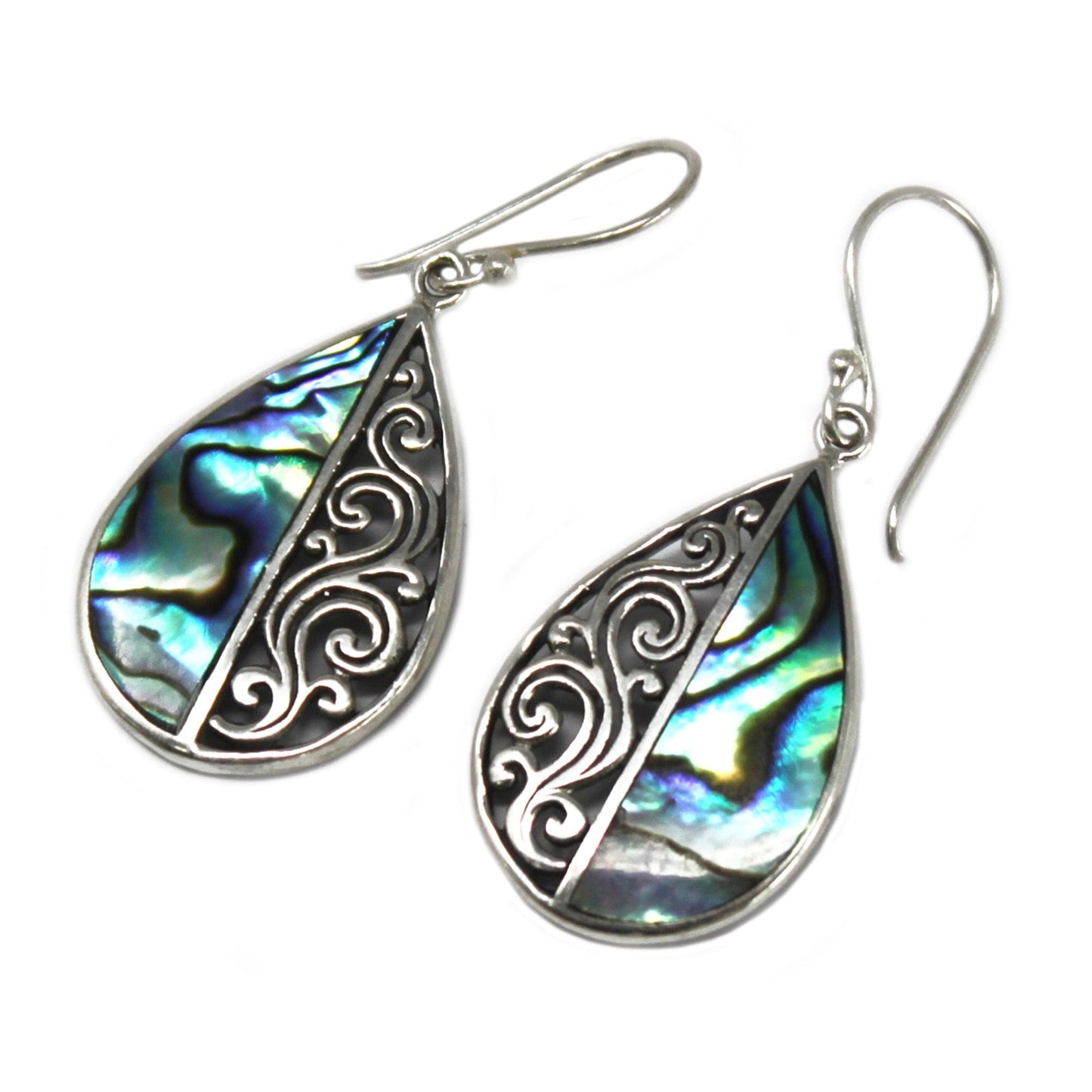 Handmade Shell and 925 Silver Earrings - Abalone / Small Teardrop product packaging on clean background from Quintessential Holistic Health Ltd