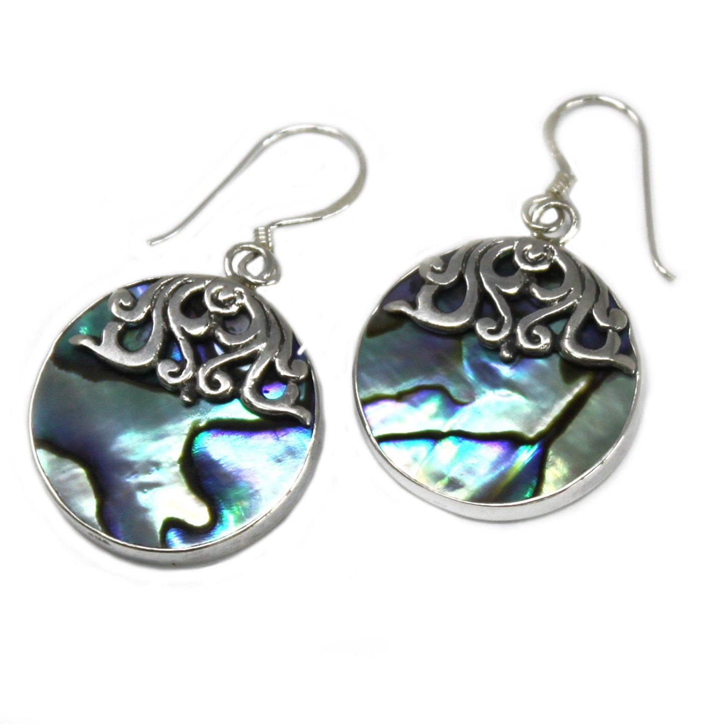 Handmade Shell and 925 Silver Earrings - Abalone / Classic Disc product packaging on clean background from Quintessential Holistic Health Ltd