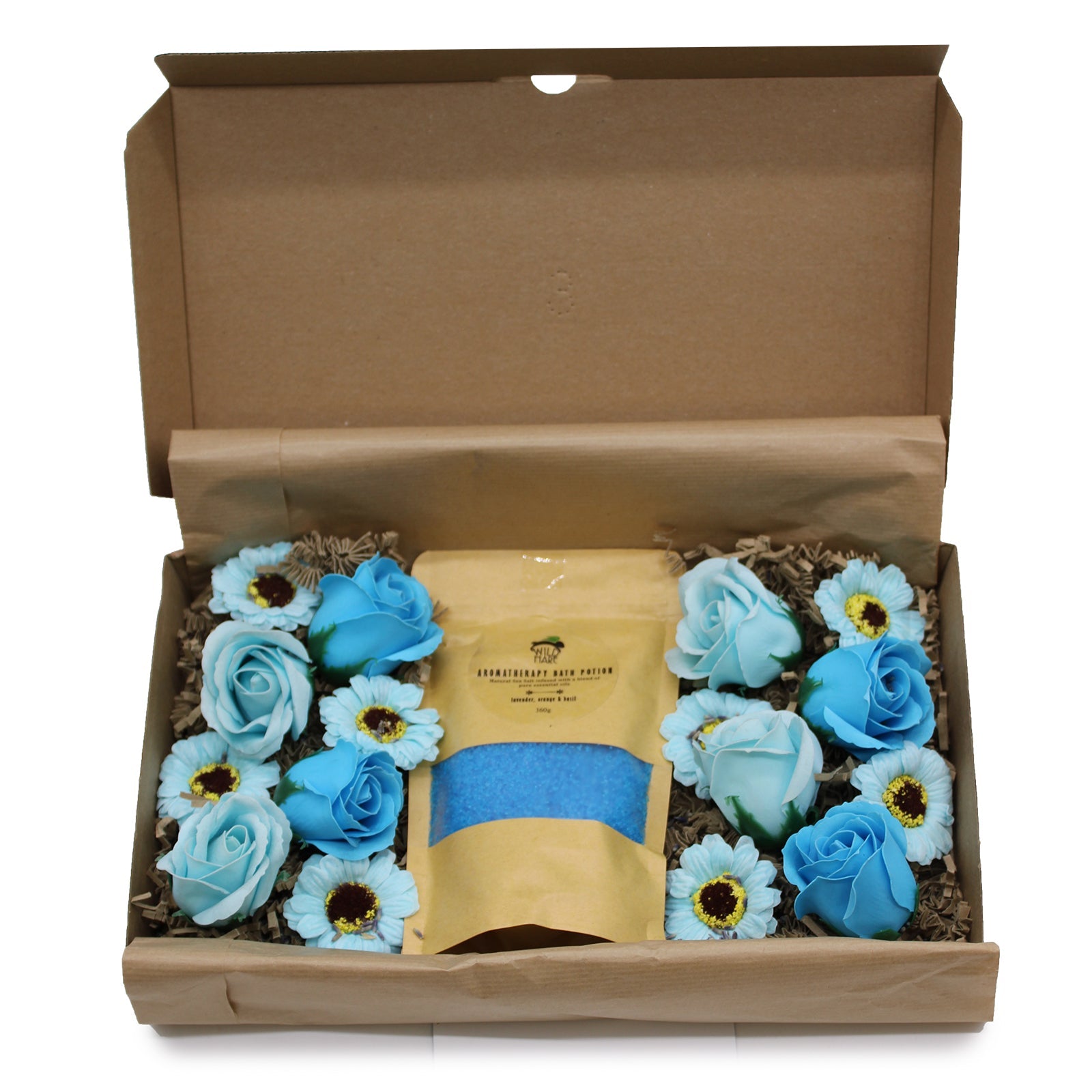 Salt and Flower Bath Soak Gift Set - Total Unwind product packaging on clean background from Quintessential Holistic Health Ltd
