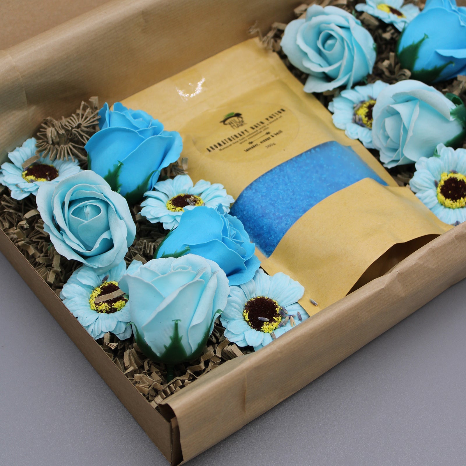 Salt and Flower Bath Soak Gift Set - Total Unwind product packaging on clean background from Quintessential Holistic Health Ltd