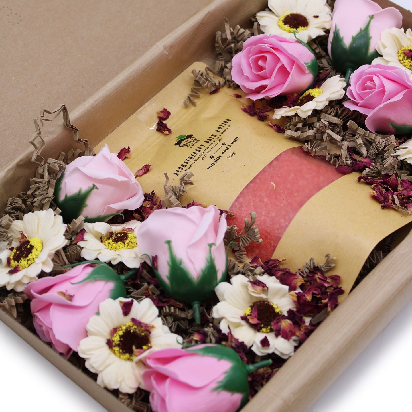 Salt and Flower Bath Soak Gift Set - Passion product packaging on clean background from Quintessential Holistic Health Ltd