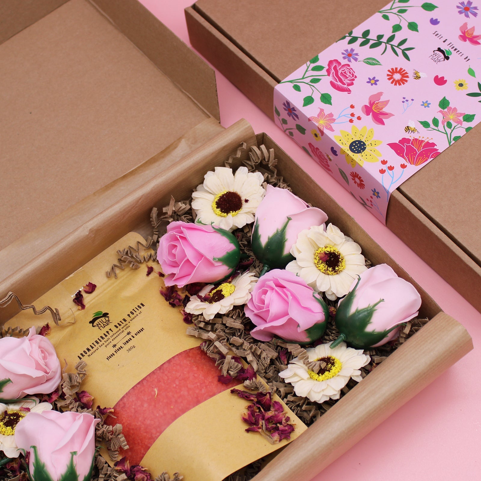 Salt and Flower Bath Soak Gift Set - Passion product packaging on clean background from Quintessential Holistic Health Ltd