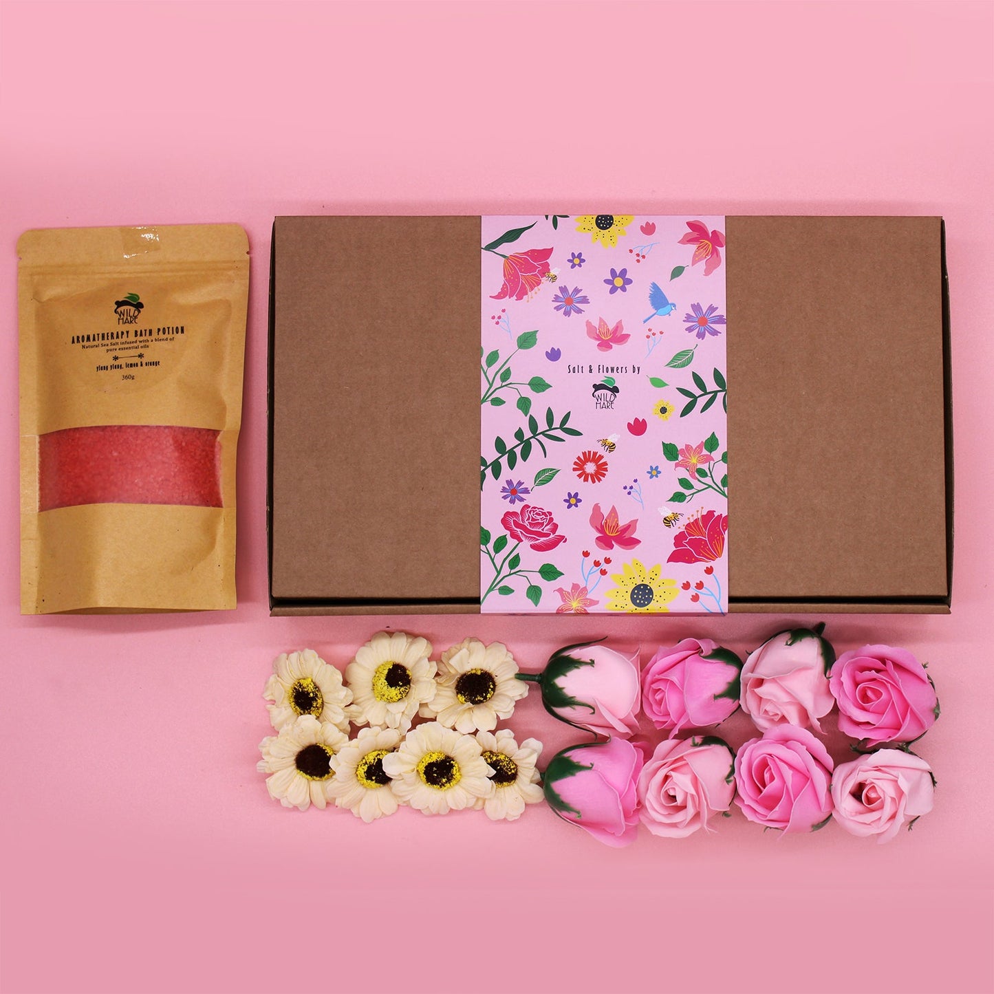 Salt and Flower Bath Soak Gift Set - Passion product packaging on clean background from Quintessential Holistic Health Ltd