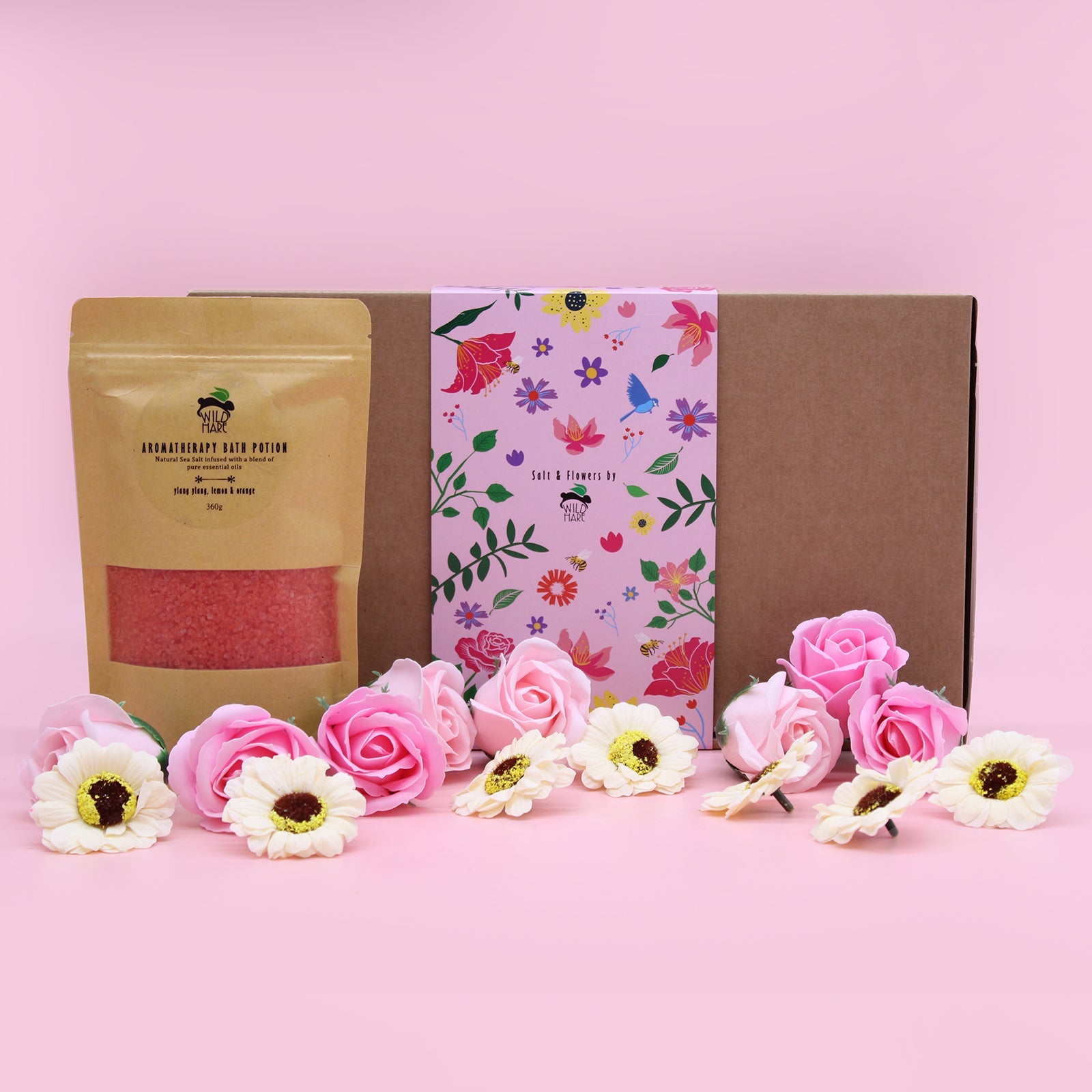 Salt and Flower Bath Soak Gift Set - Passion product packaging on clean background from Quintessential Holistic Health Ltd