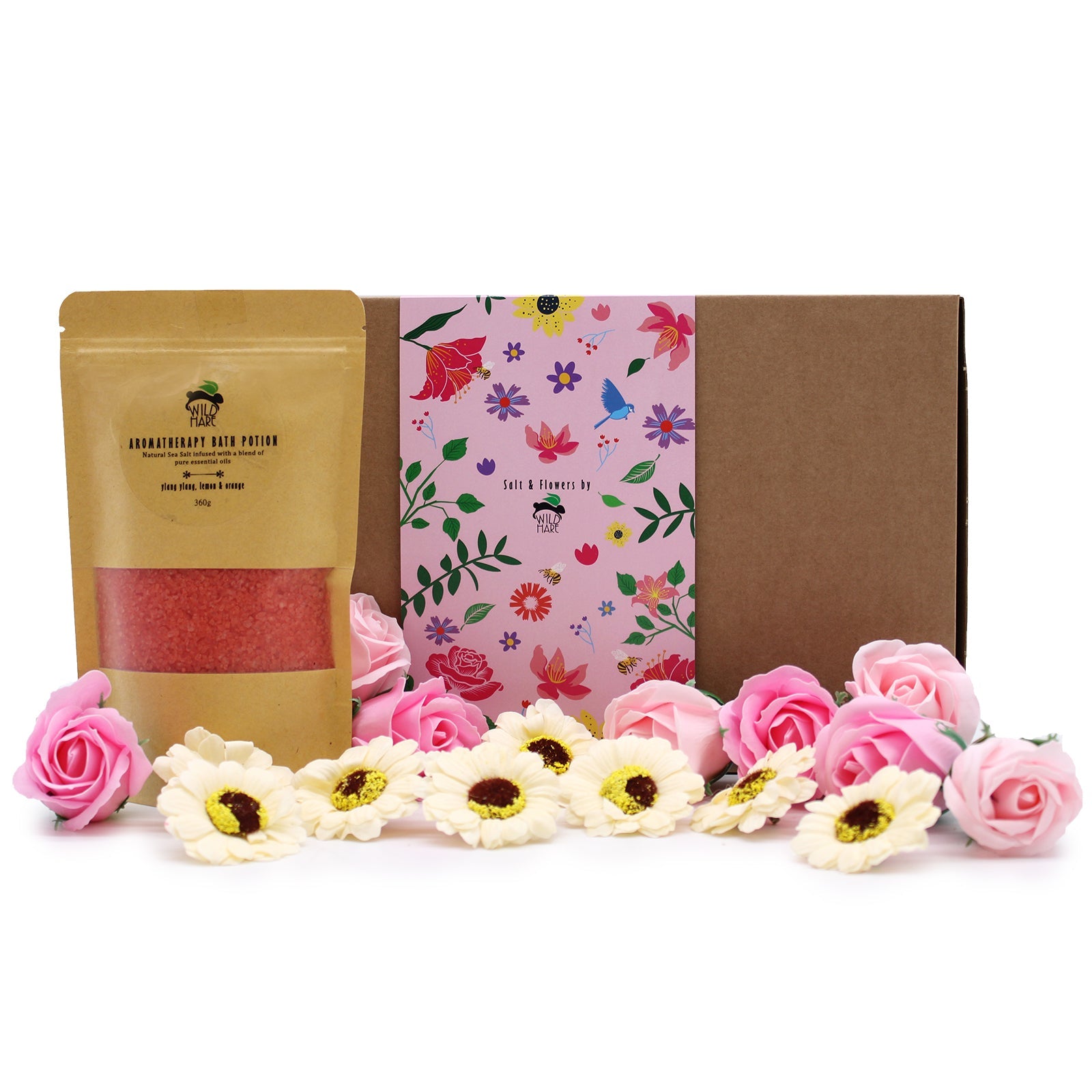 Salt and Flower Bath Soak Gift Set - Passion product packaging on clean background from Quintessential Holistic Health Ltd