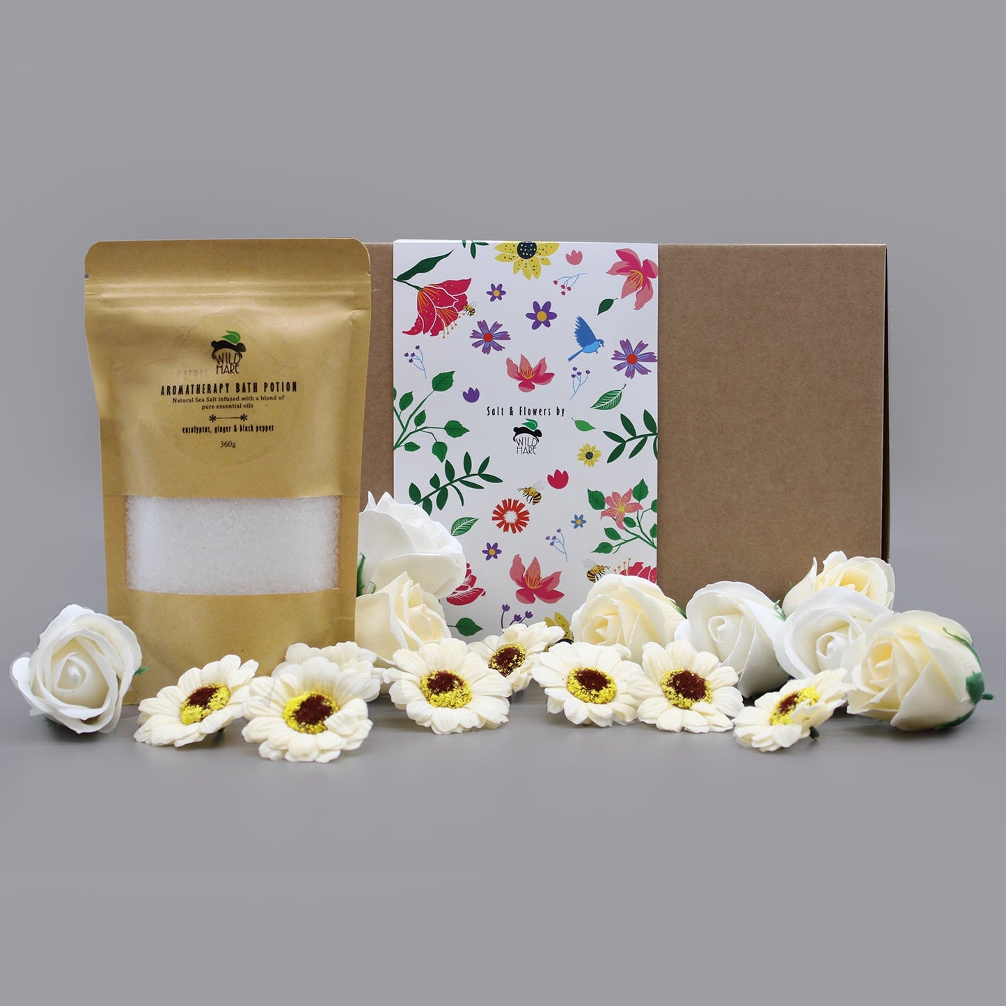 Salt and Flower Bath Soak Gift Set - Cold and Flu product packaging on clean background from Quintessential Holistic Health Ltd