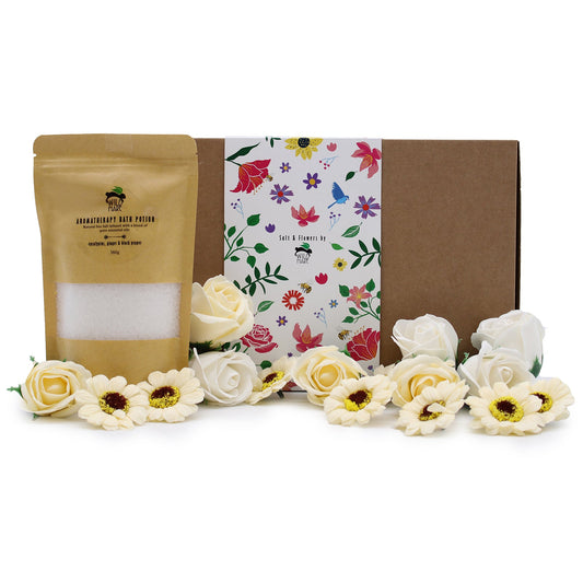 Salt and Flower Bath Soak Gift Set - Cold and Flu product packaging on clean background from Quintessential Holistic Health Ltd
