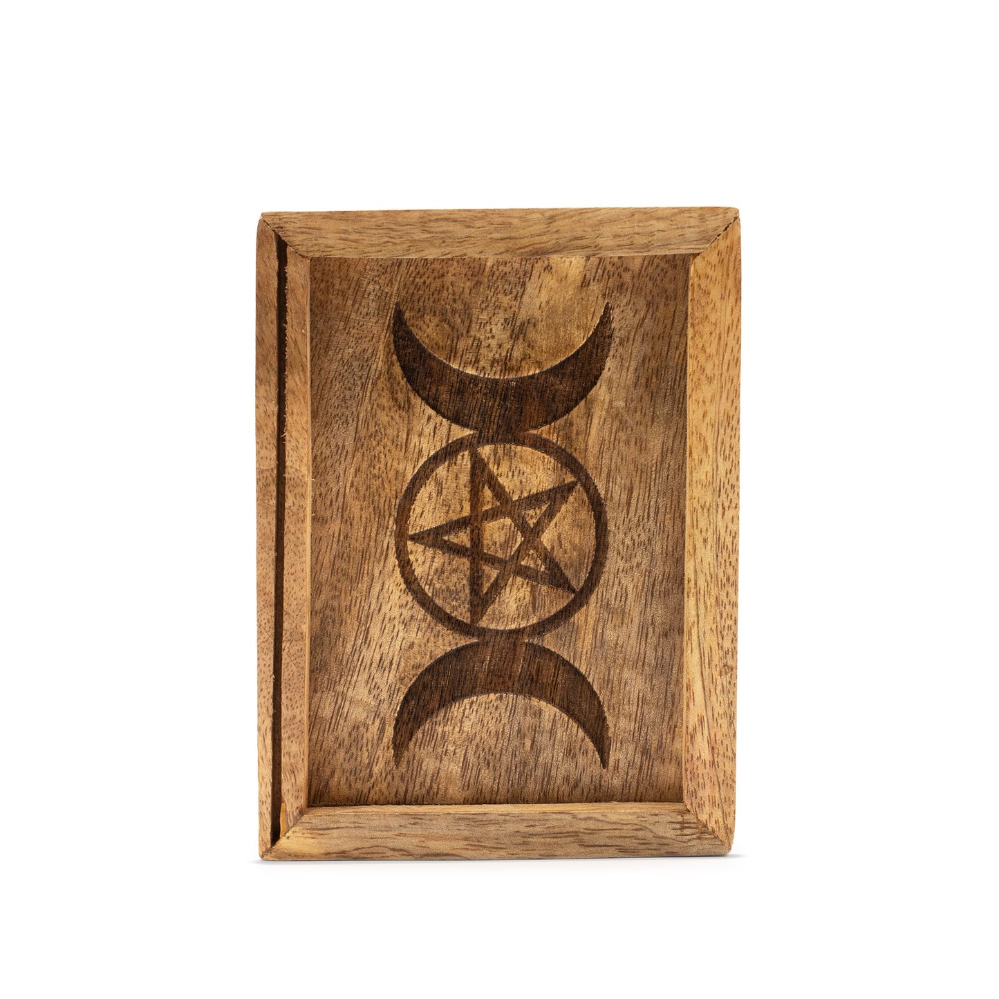 Eco-Friendly Mango Wooden Tarot Box with Card Holder - Single Section product packaging on clean background from Quintessential Holistic Health Ltd