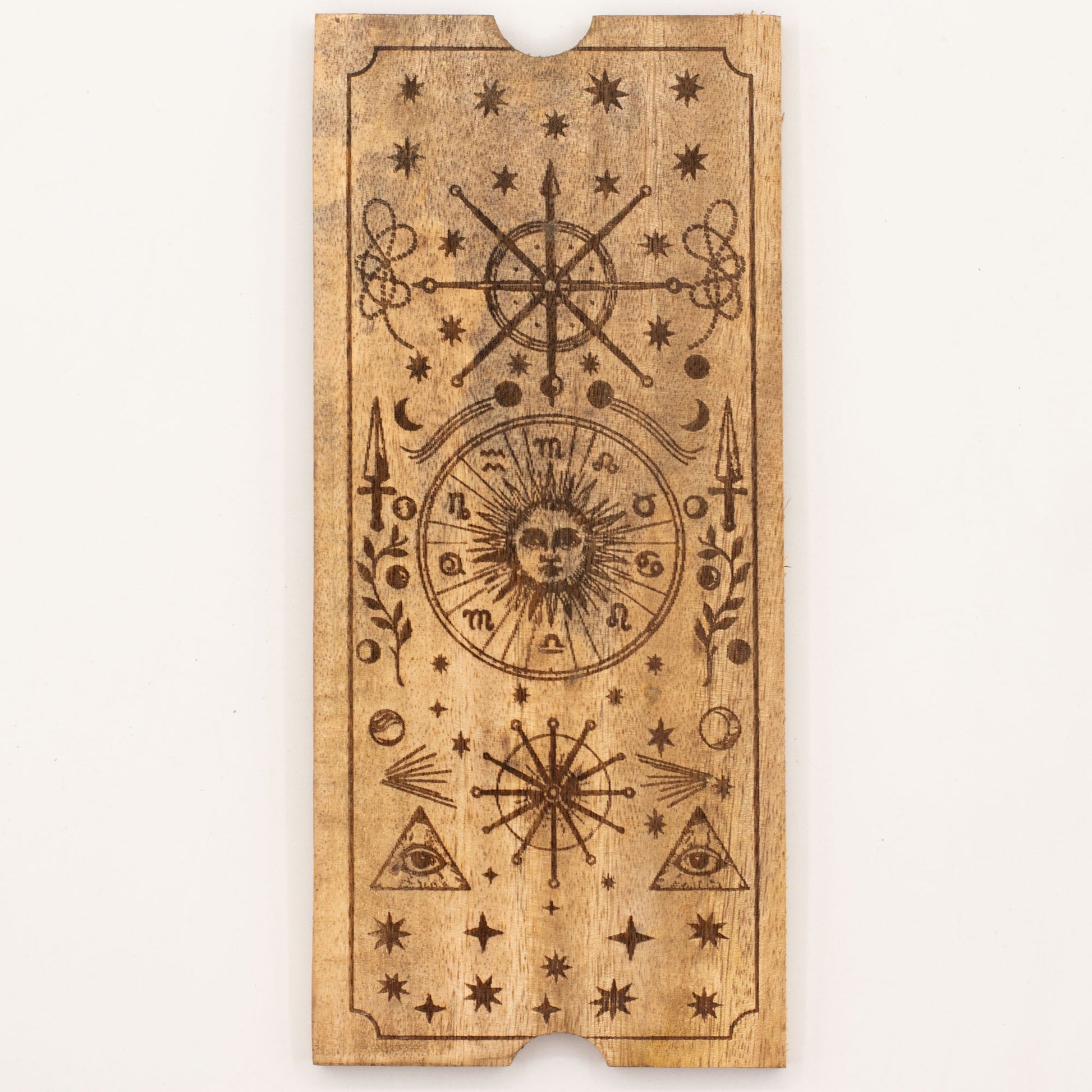 Eco-Friendly Mango Wooden Tarot Box with Card Holder - Four Section product packaging on clean background from Quintessential Holistic Health Ltd