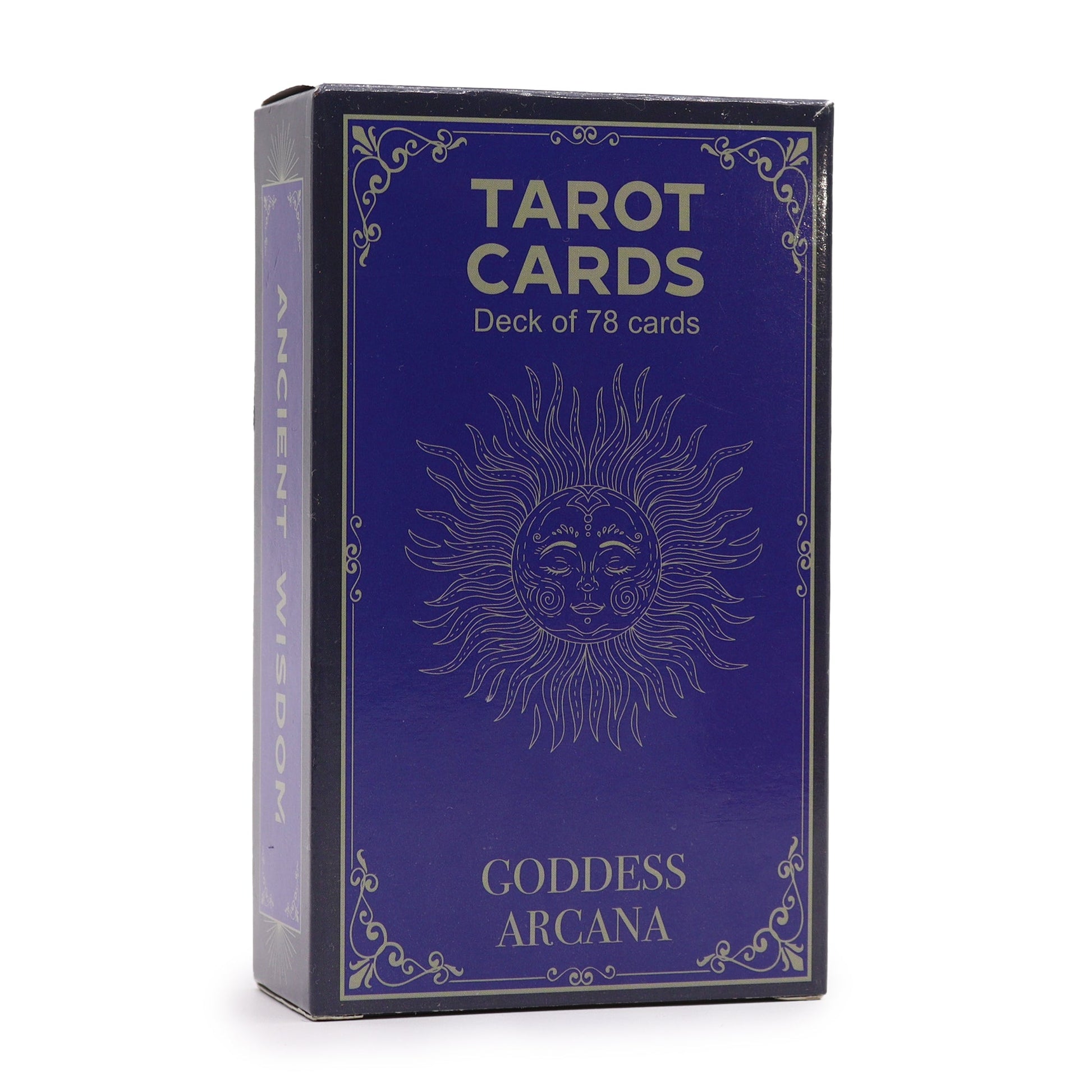 Goddess Arcana Tarot Cards with Guide Book Set product packaging on clean background from Quintessential Holistic Health Ltd