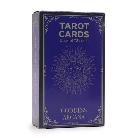 Goddess Arcana Tarot Cards with Guide Book Set product packaging on clean background from Quintessential Holistic Health Ltd
