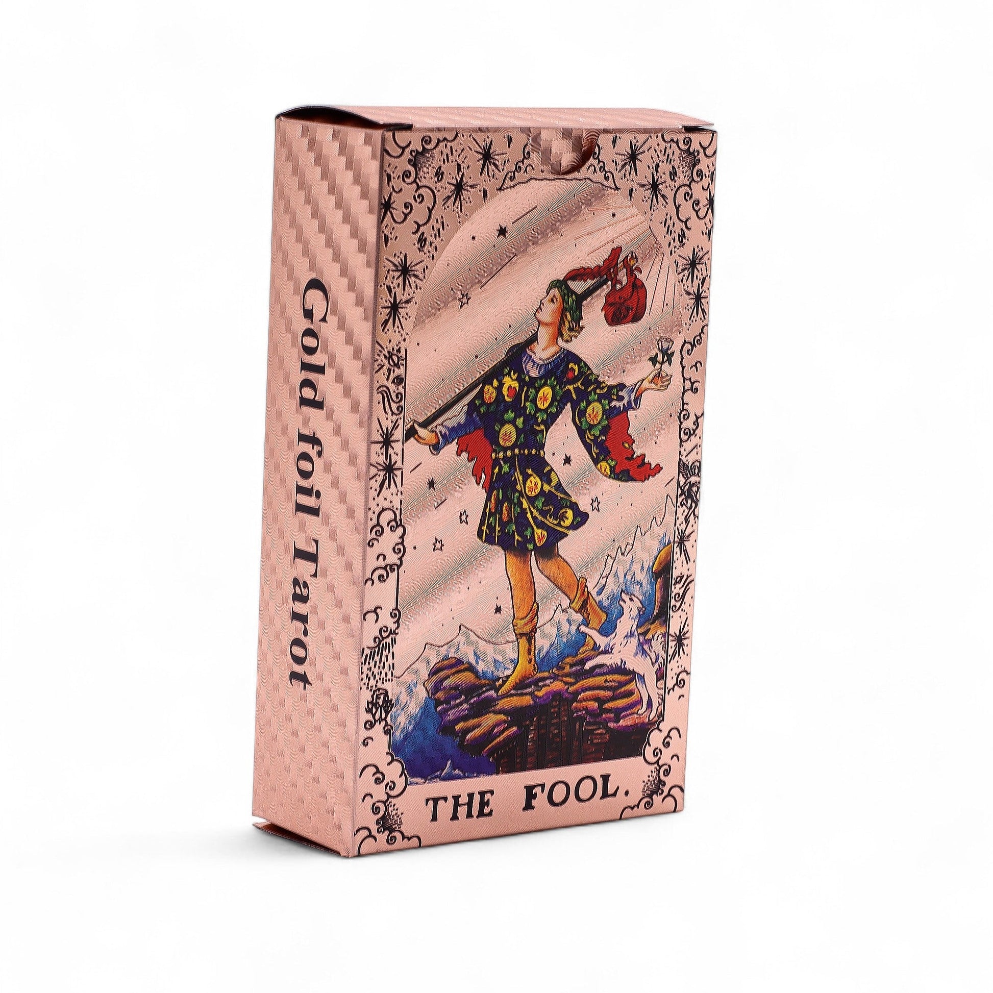 Moon Phase Rose Gold Foil Tarot Cards with Booklet Set product packaging on clean background from Quintessential Holistic Health Ltd