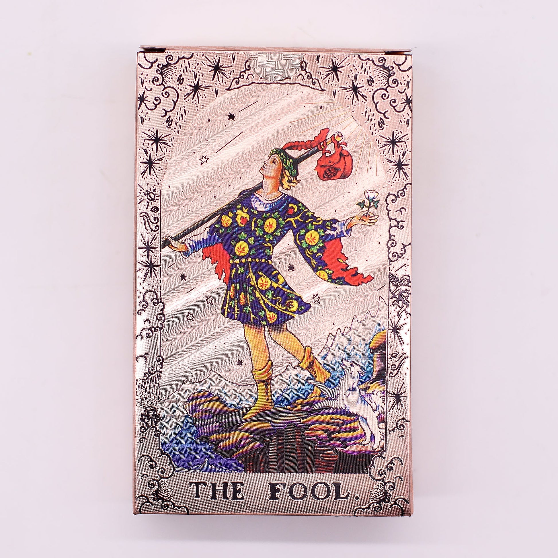 Moon Phase Rose Gold Foil Tarot Cards with Booklet Set product packaging on clean background from Quintessential Holistic Health Ltd
