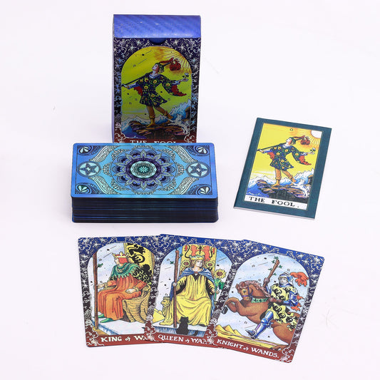 Mandala Blue Foil Tarot Cards with Booklet Set product packaging on clean background from Quintessential Holistic Health Ltd