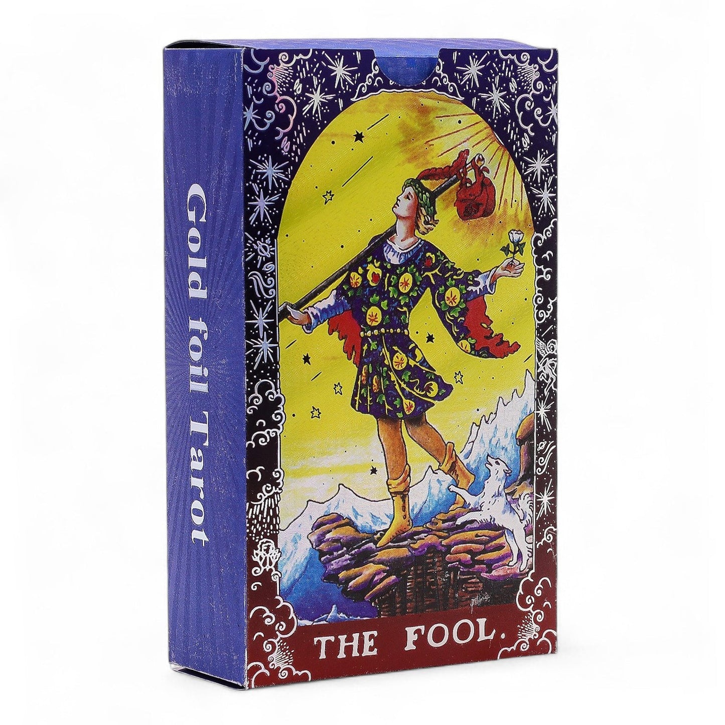 Mandala Blue Foil Tarot Cards with Booklet Set product packaging on clean background from Quintessential Holistic Health Ltd