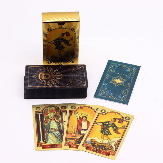 All Seeing Eye Blue and Gold Foil Tarot Cards with Booklet Set product packaging on clean background from Quintessential Holistic Health Ltd