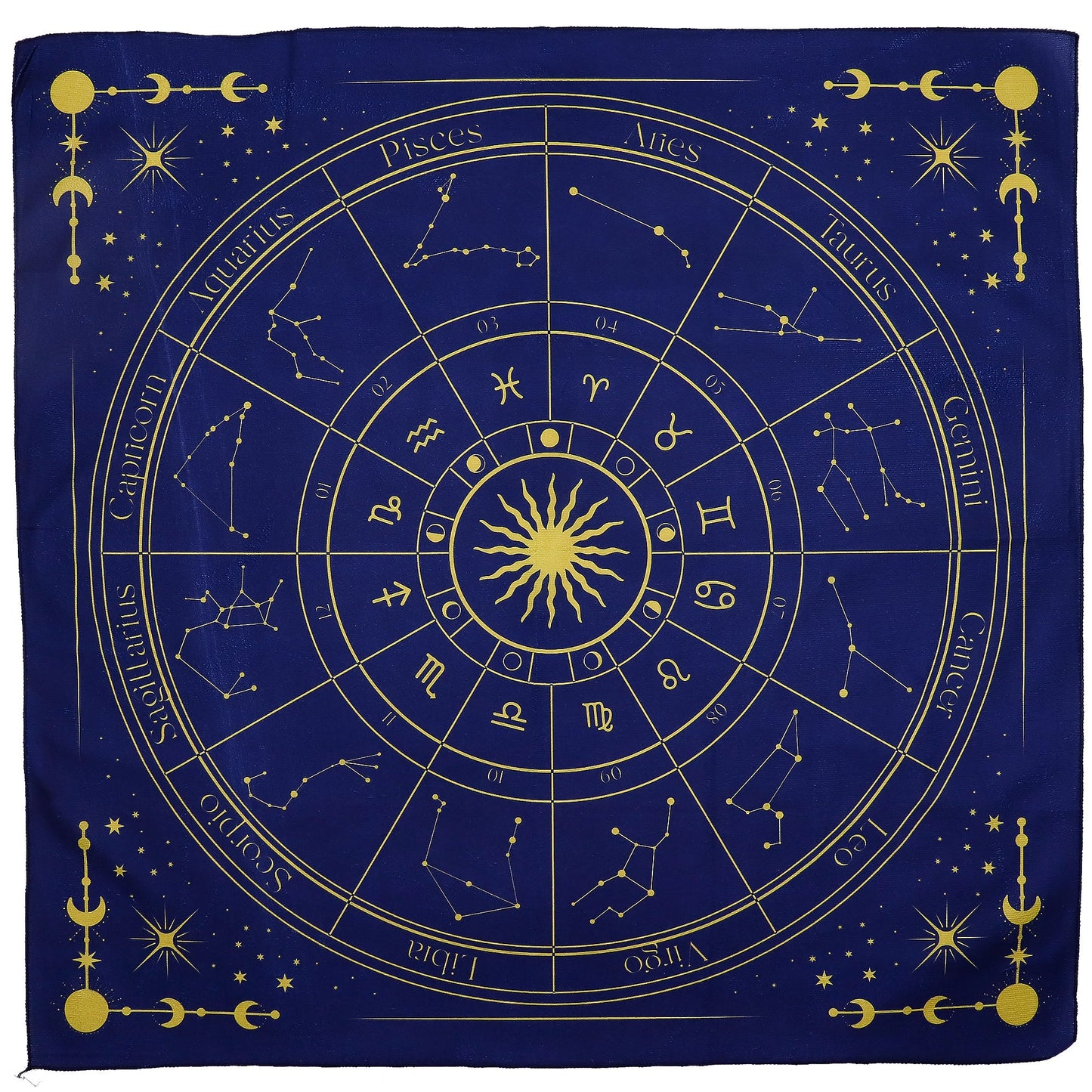 Esoteric Tarot Reading Cloth - Zodiac Wheel product packaging on clean background from Quintessential Holistic Health Ltd