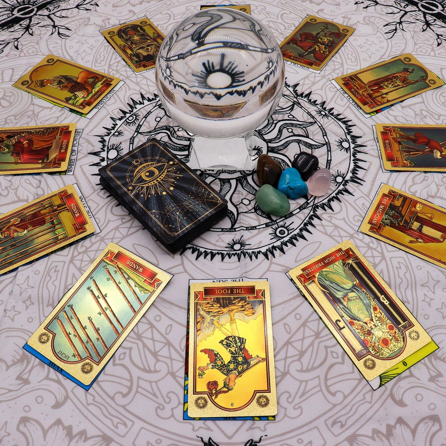 Esoteric Tarot Reading Cloth - Tree of Life product packaging on clean background from Quintessential Holistic Health Ltd