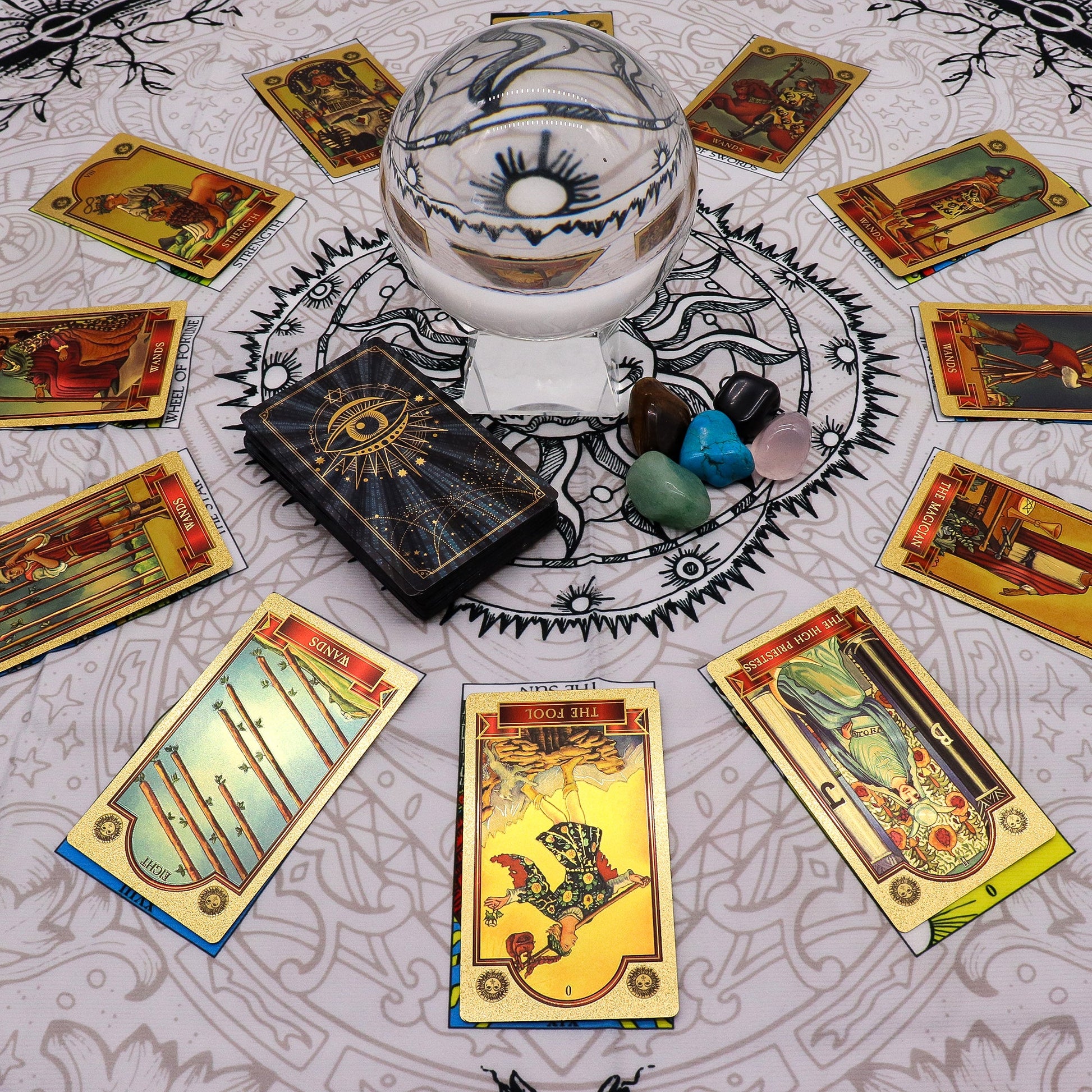 Esoteric Tarot Reading Cloth - Tree of Life product packaging on clean background from Quintessential Holistic Health Ltd
