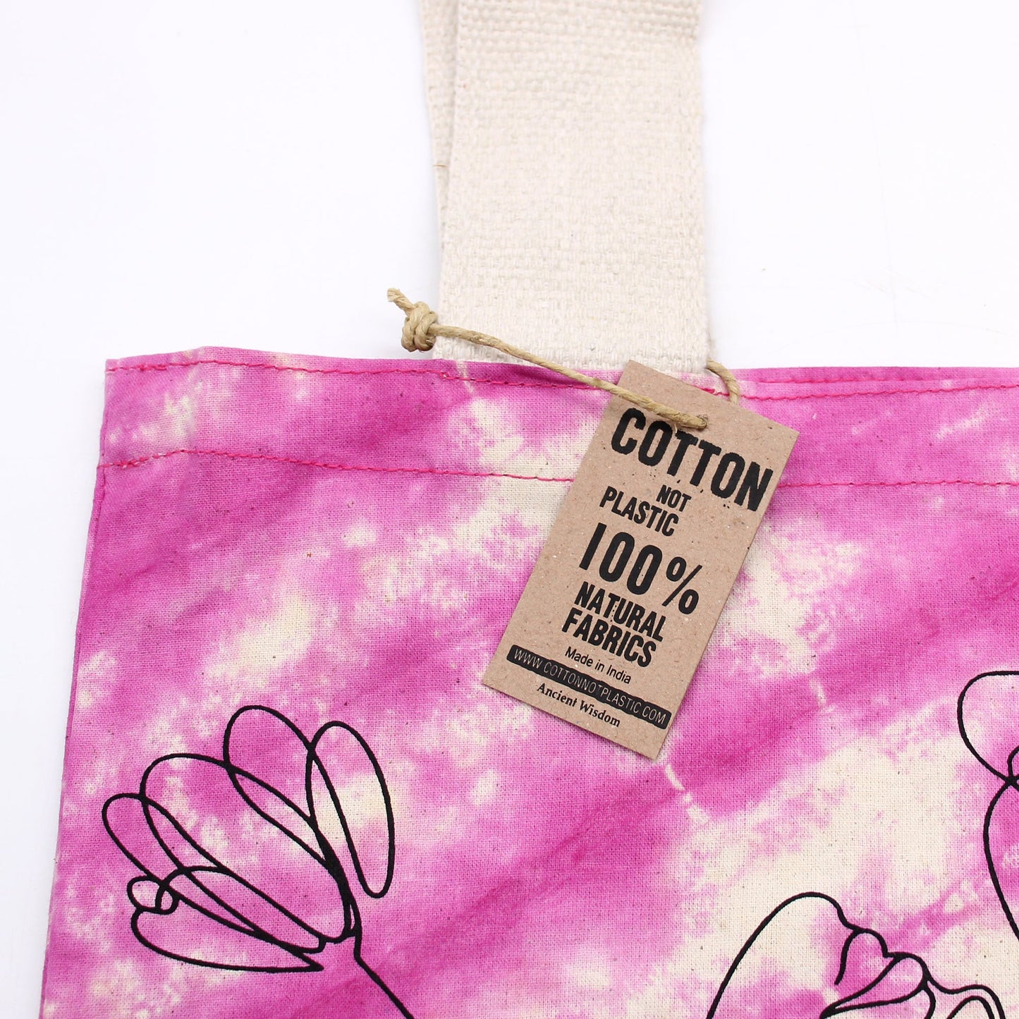 Tie-Dyed Cotton Tote Bag - Buddha and Lotus Flower / Multicolour product packaging on clean background from Quintessential Holistic Health Ltd