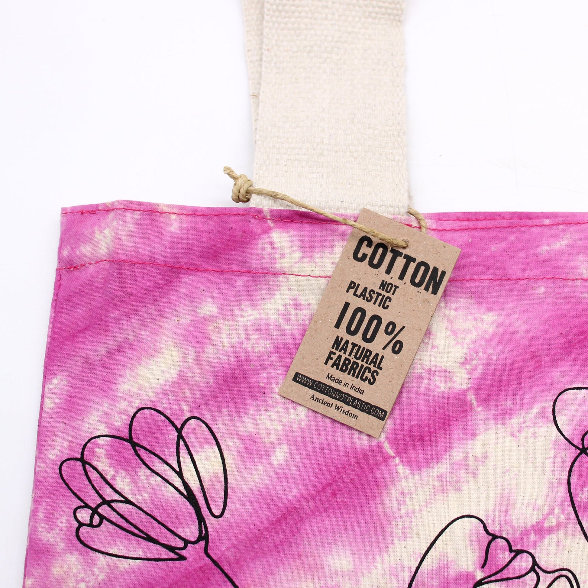 Tie-Dyed Cotton Tote Bag - Buddha and Lotus Flower / Multicolour product packaging on clean background from Quintessential Holistic Health Ltd