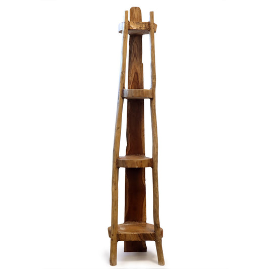 Eco-Friendly Teak 4 Shelf Corner Unit - Natural product packaging on clean background from Quintessential Holistic Health Ltd