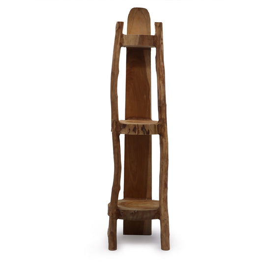 Eco-Friendly Teak 3 Shelf Corner Unit - Natural product packaging on clean background from Quintessential Holistic Health Ltd