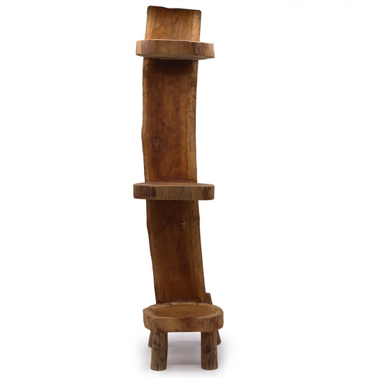 Eco-Friendly Teak Log 3 Shelf Corner Unit - Natural product packaging on clean background from Quintessential Holistic Health Ltd