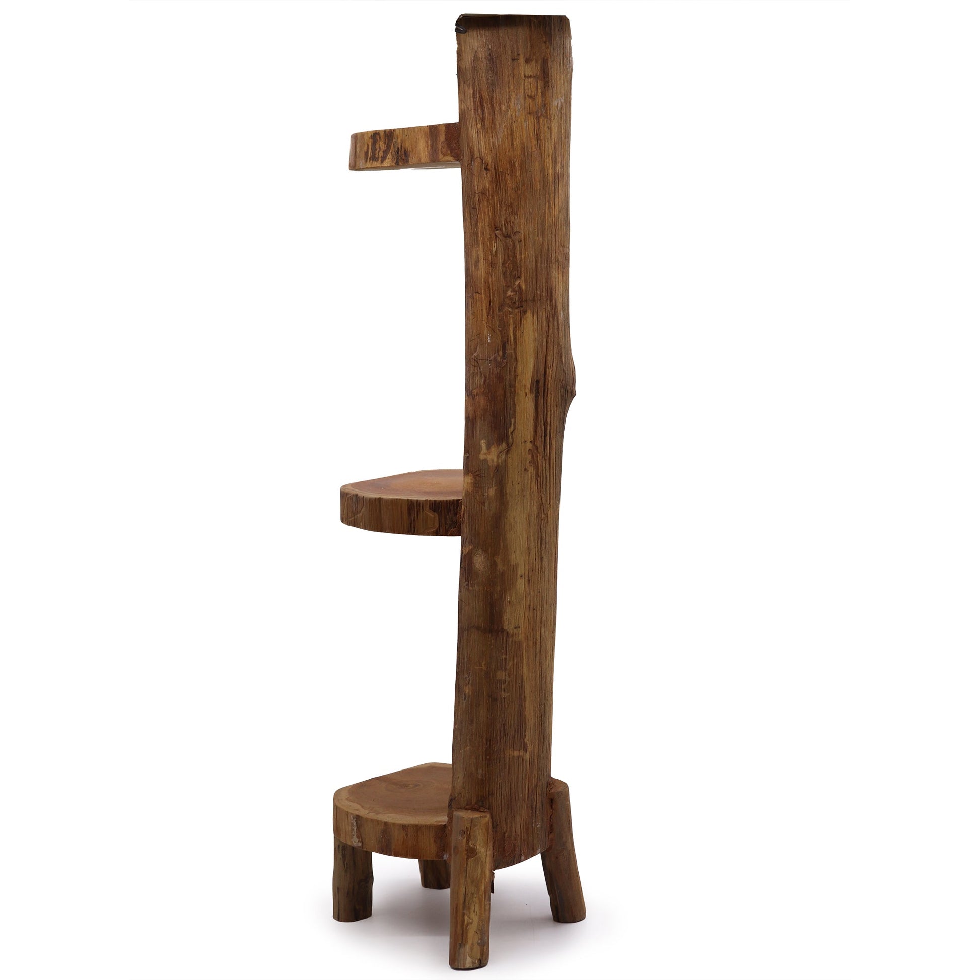 Eco-Friendly Teak Log 3 Shelf Corner Unit - Natural product packaging on clean background from Quintessential Holistic Health Ltd