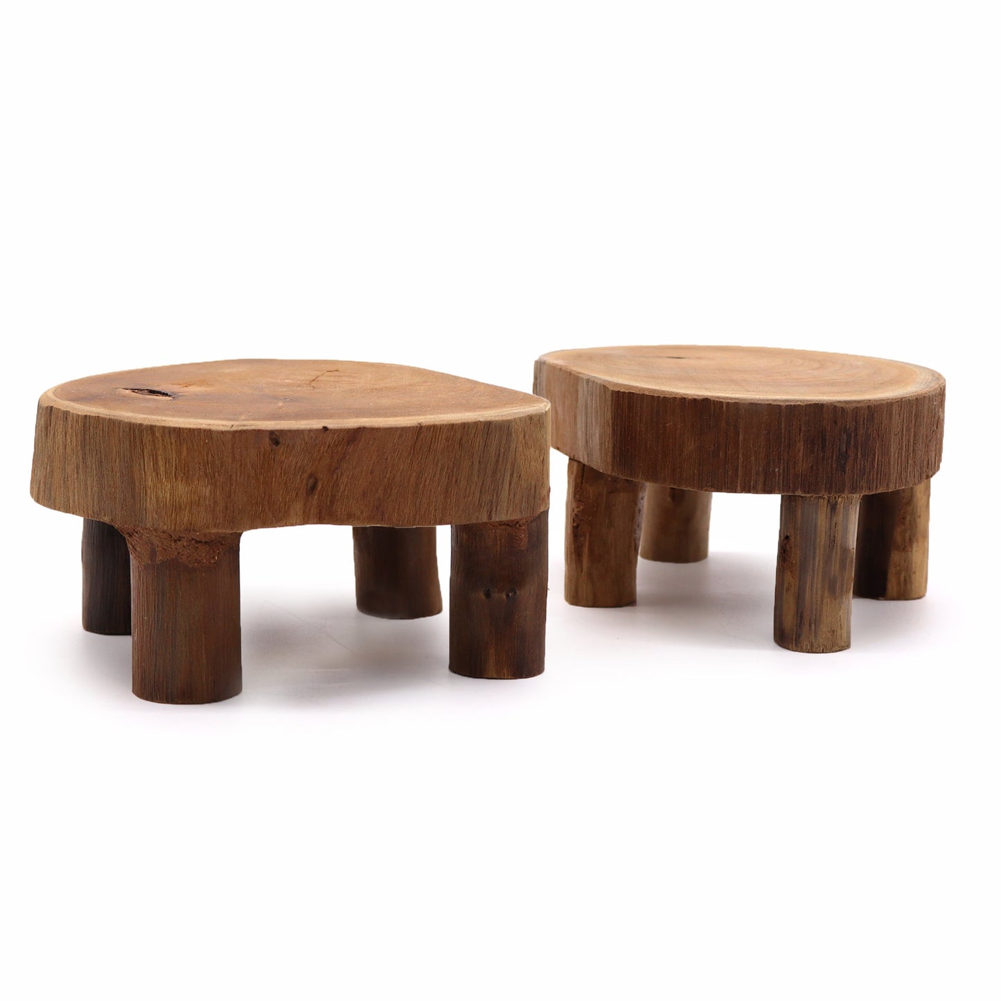 Set of 2 x Eco-Friendly Teak Plant / Display Stands - Low / Natural product packaging on clean background from Quintessential Holistic Health Ltd
