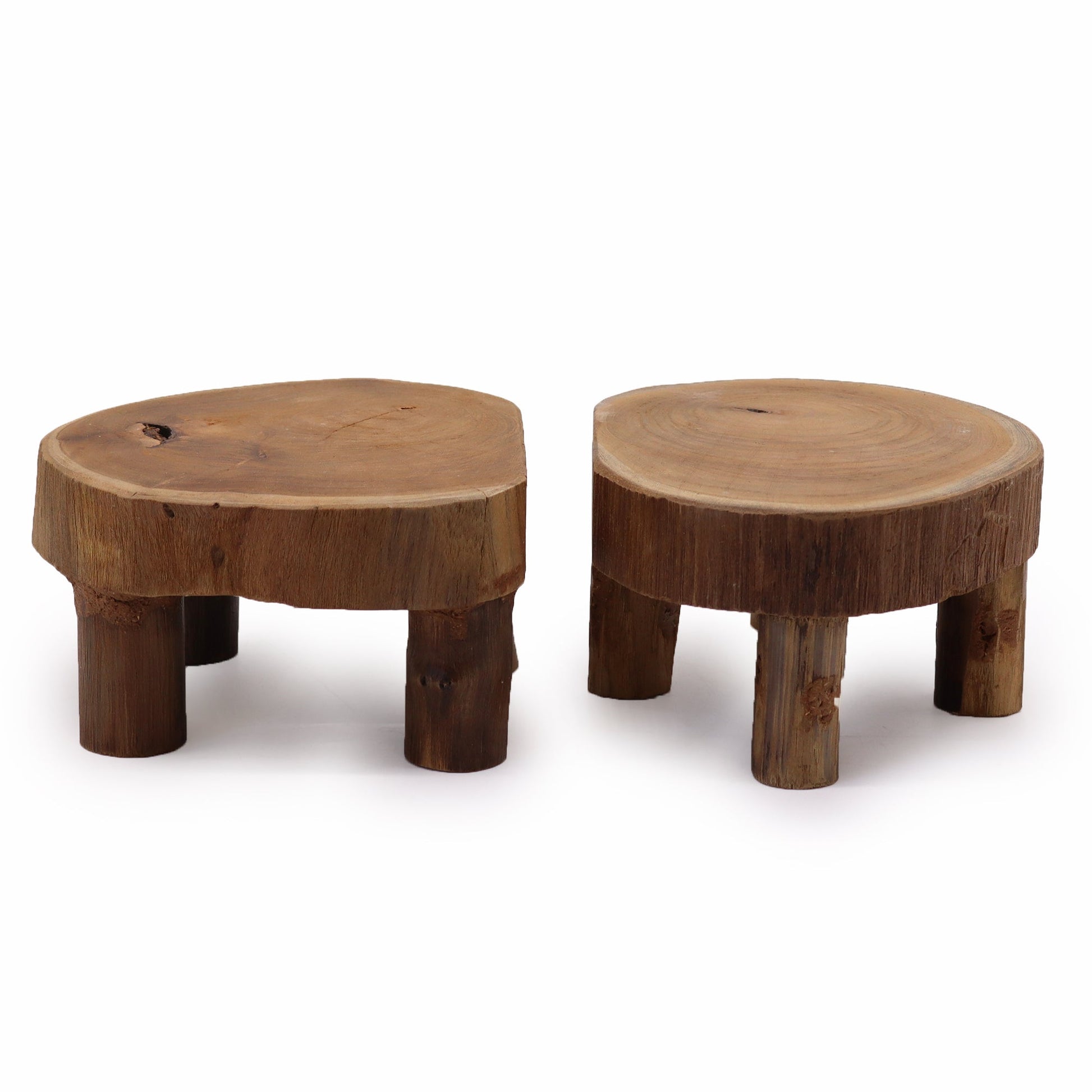Set of 2 x Eco-Friendly Teak Plant / Display Stands - Low / Natural product packaging on clean background from Quintessential Holistic Health Ltd