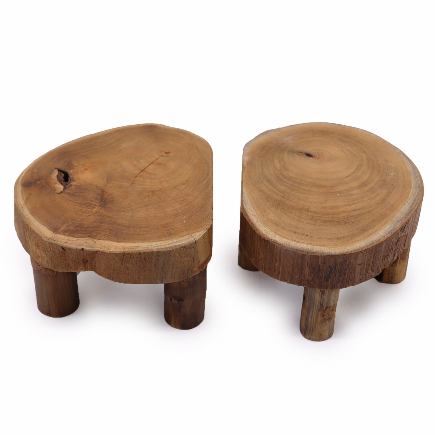 Set of 2 x Eco-Friendly Teak Plant / Display Stands - Low / Natural product packaging on clean background from Quintessential Holistic Health Ltd