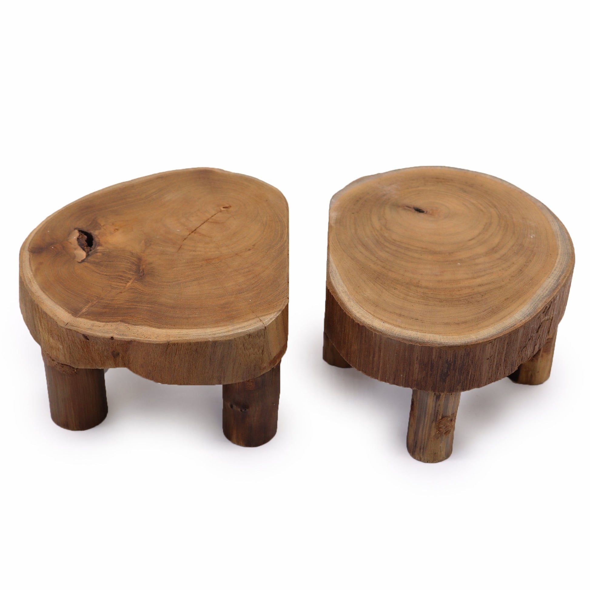 Set of 2 x Eco-Friendly Teak Plant / Display Stands - Low / Natural product packaging on clean background from Quintessential Holistic Health Ltd