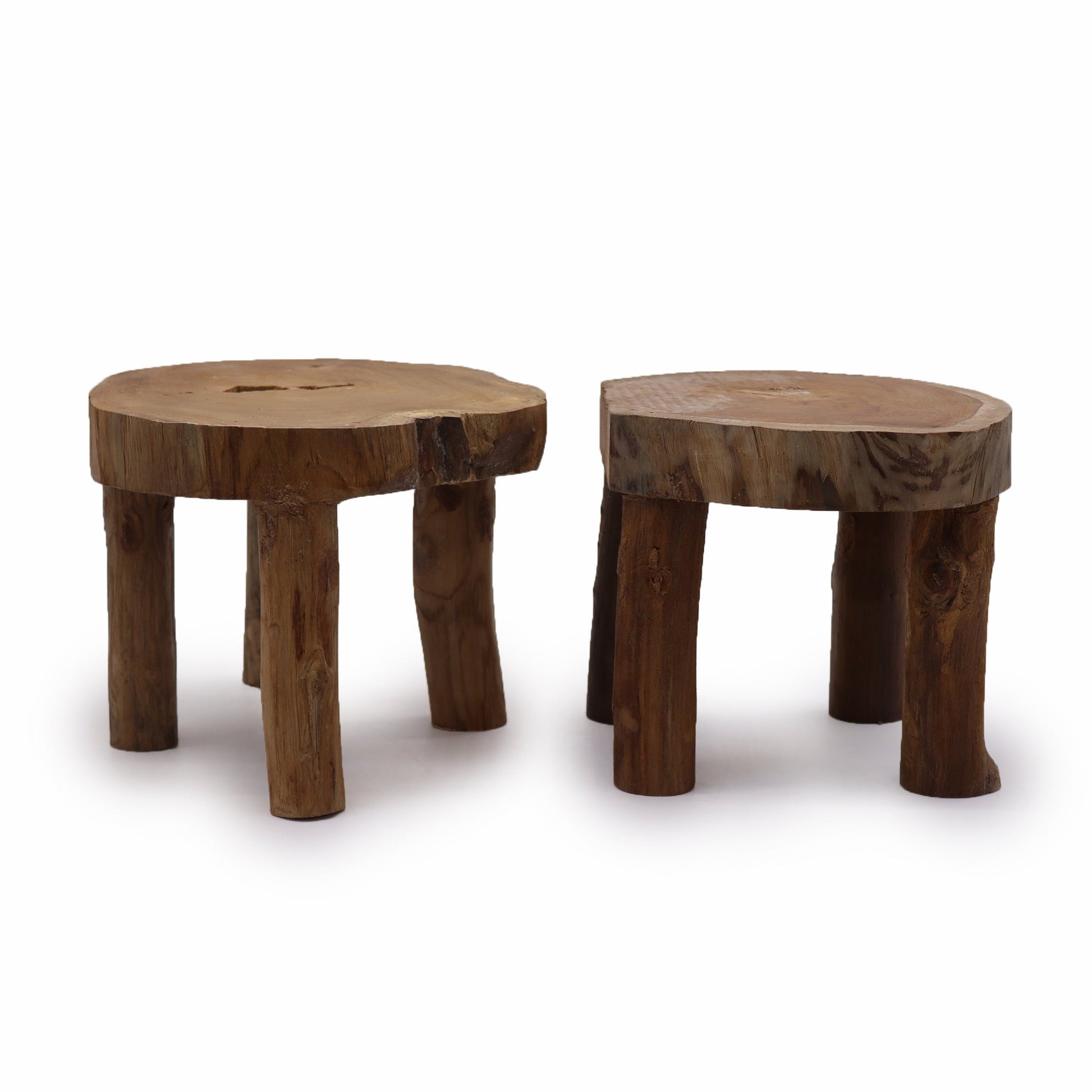 Set of 2 x Eco-Friendly Teak Plant / Display Stands - High / Natural product packaging on clean background from Quintessential Holistic Health Ltd
