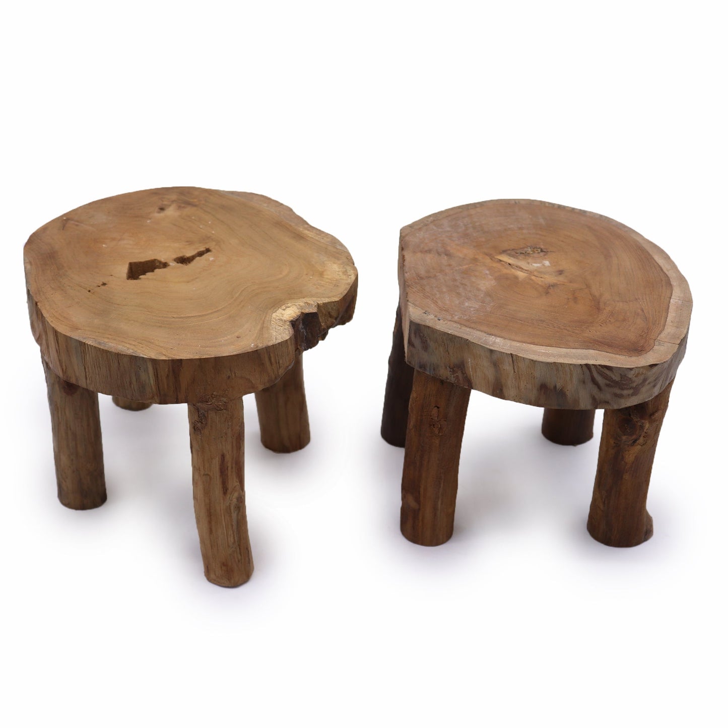 Set of 2 x Eco-Friendly Teak Plant / Display Stands - High / Natural product packaging on clean background from Quintessential Holistic Health Ltd